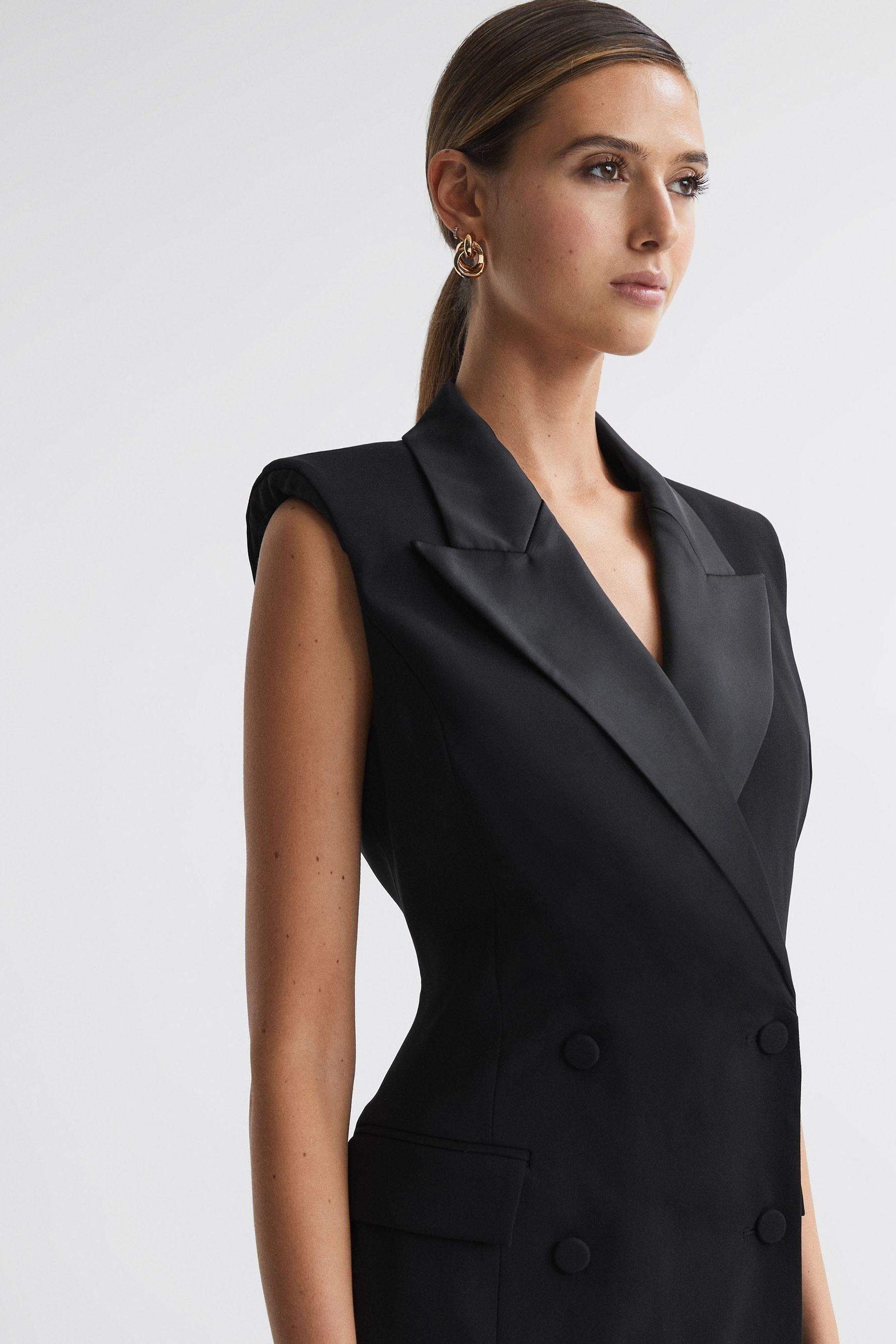 Reiss Amari Double-breasted Sleeveless Stretch-woven Midi
