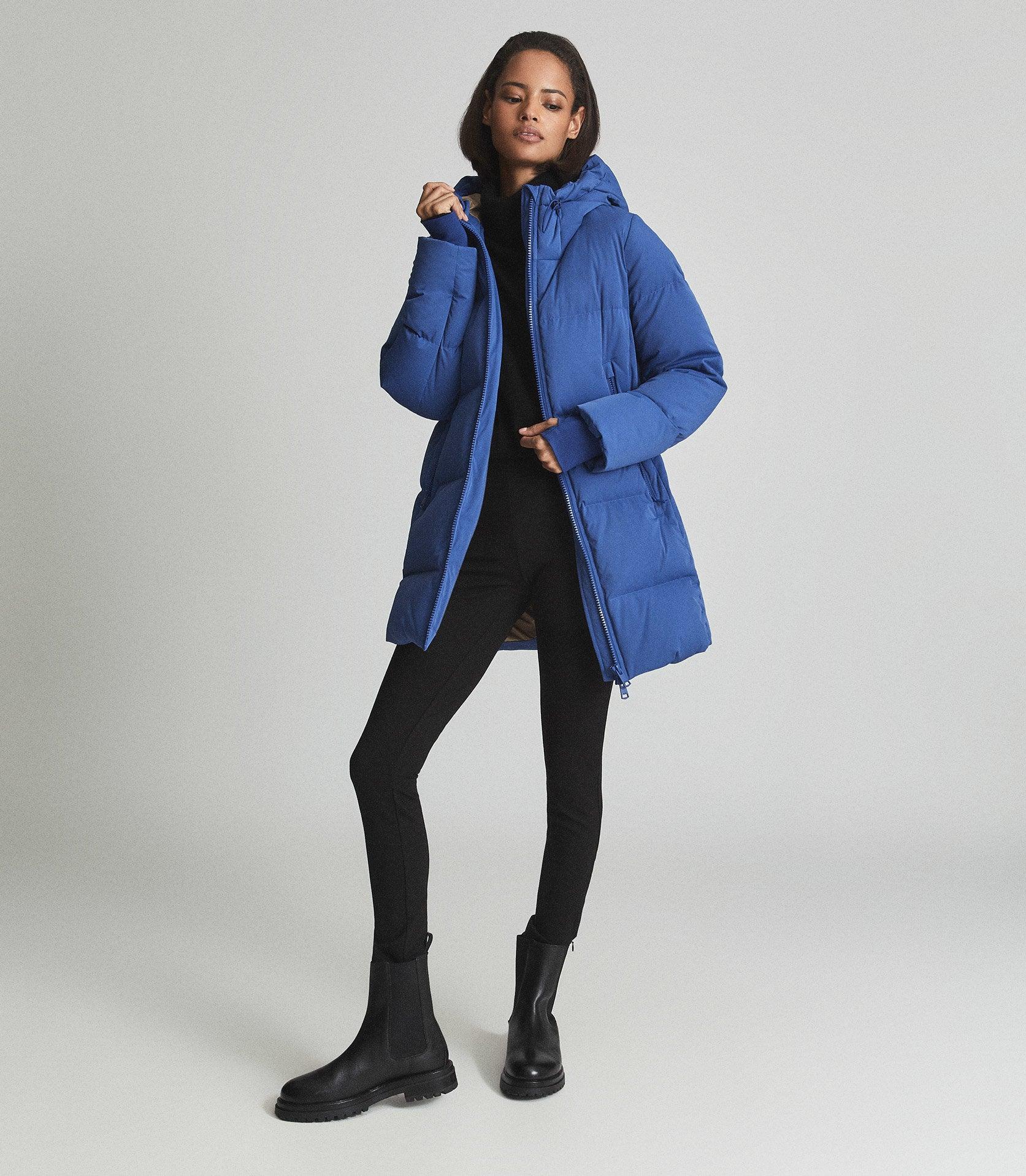 Reiss Astrid - Mid Length Puffer Jacket in Blue | Lyst