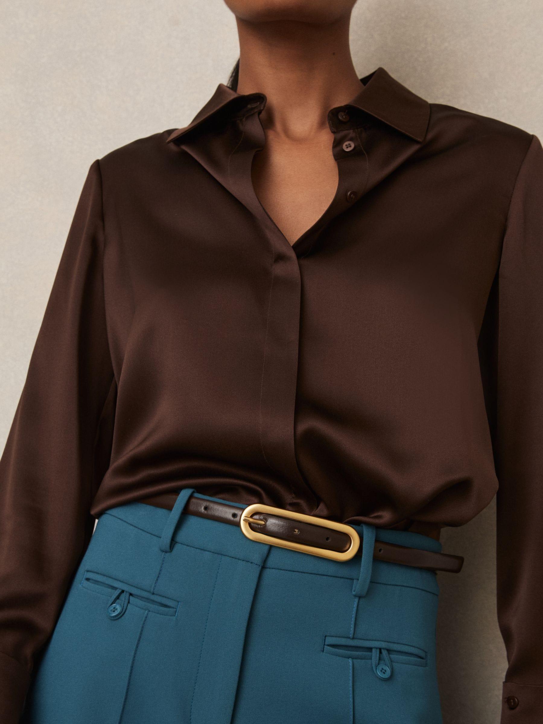 Skinny Belt Reiss Waist Belt Reiss Chaya Chocolate Thin Leather - Main Image