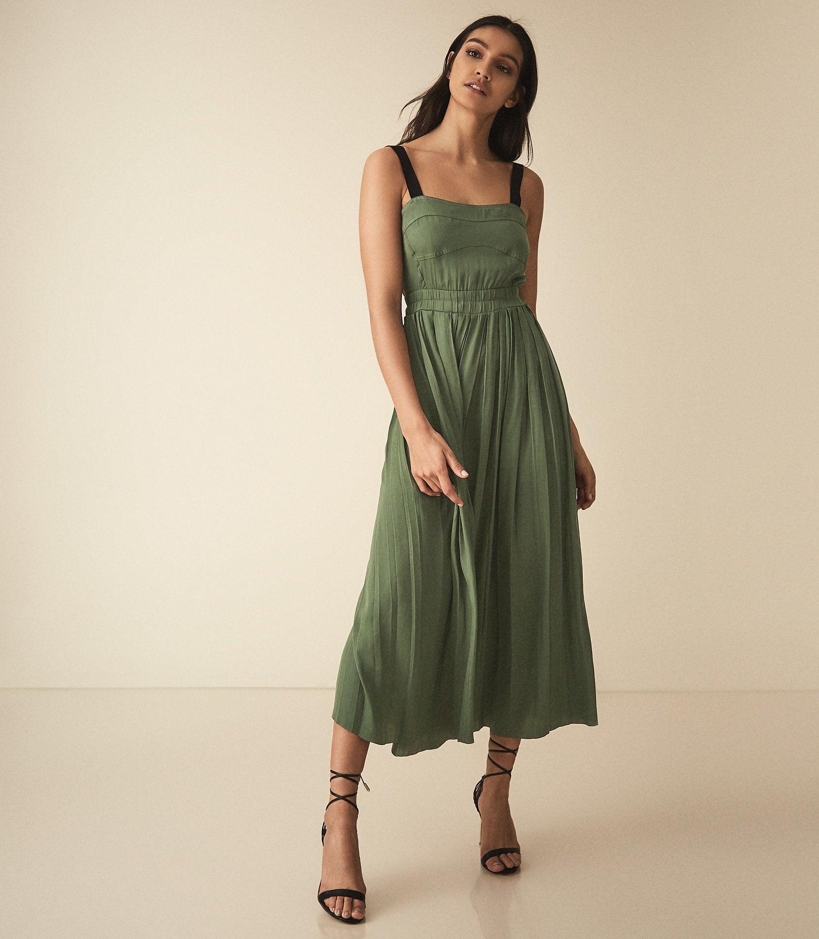 Reiss green pleated dress Clearance