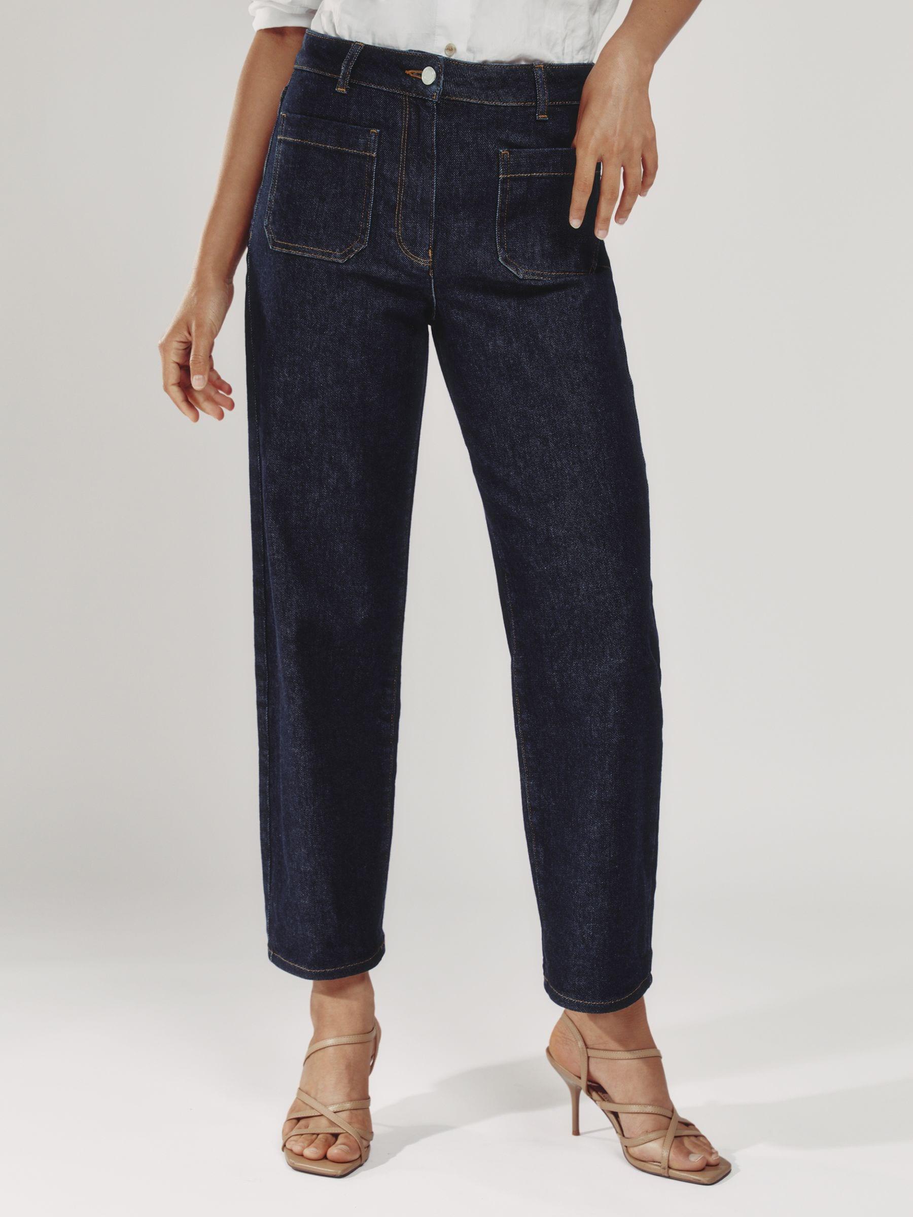 Reiss Marcie Dark Blue Petite Straight-leg Patch-pocket Jeans