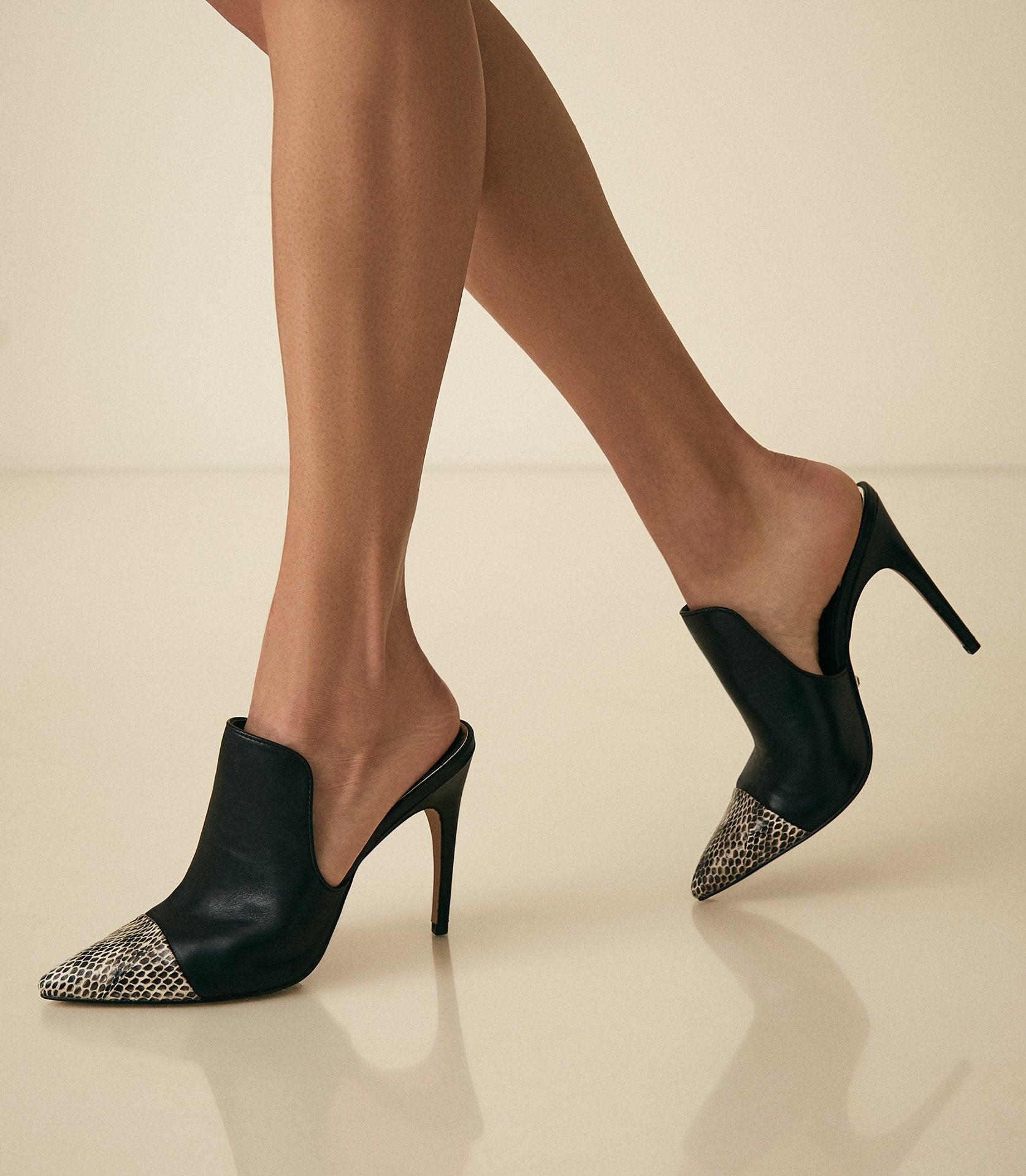 snake mules heels