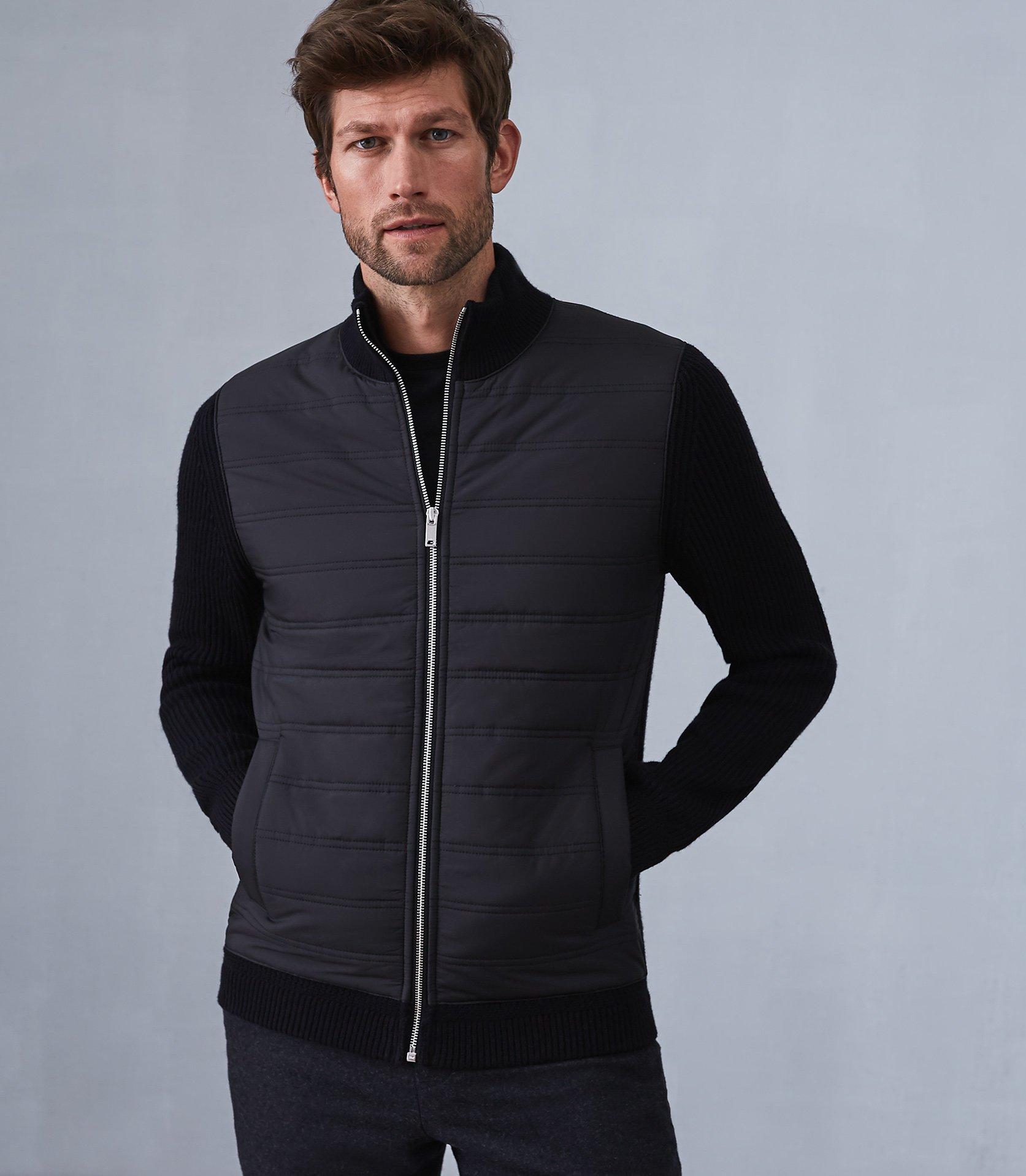 REISS TRAINER Hybrid Zip Through Quilted Jumper Jacket