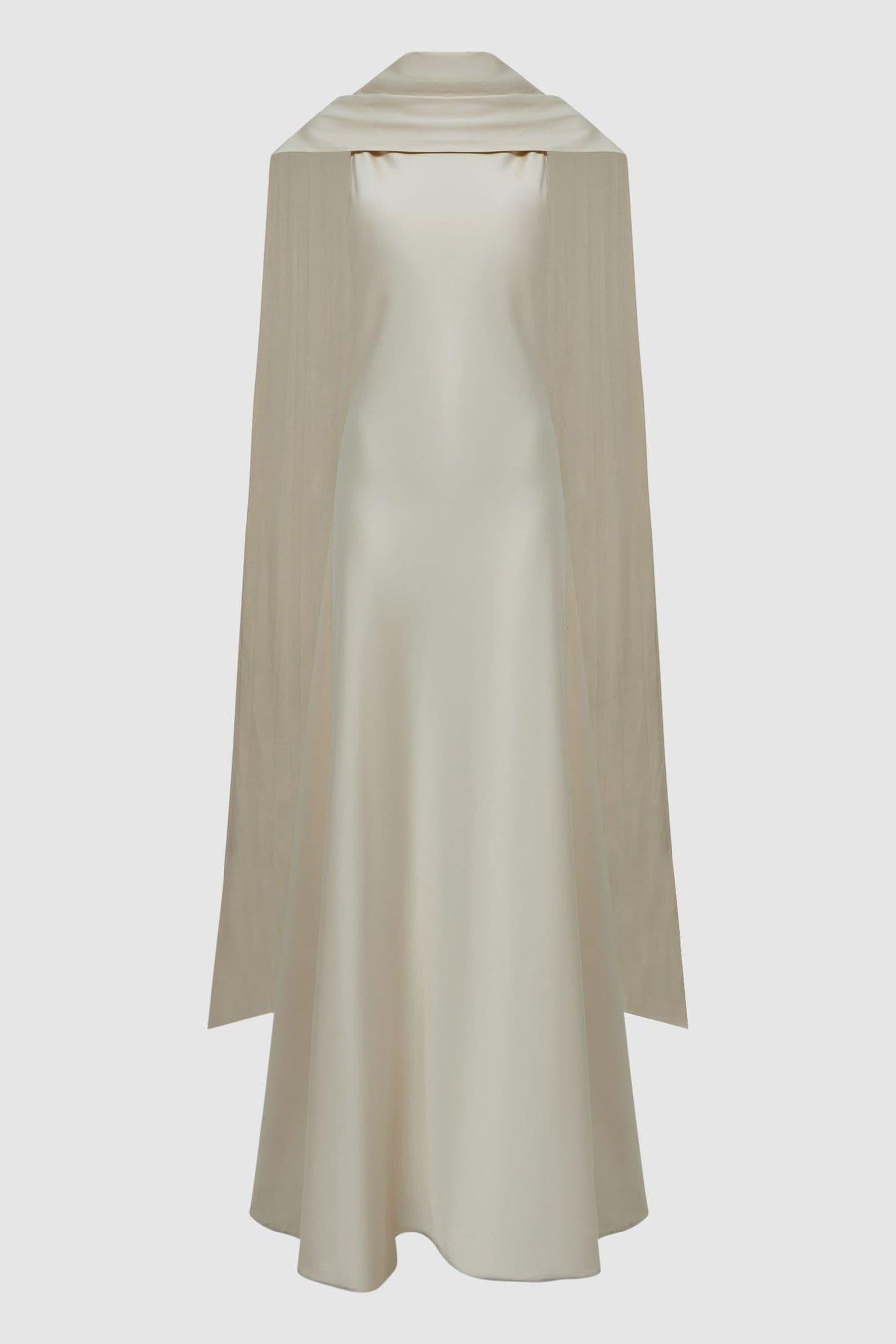 【海外限定】REISSドレス☆Fae Satin Cape Maxi Dress in Champa Buy Reiss Champagne Fae Satin Cape Maxi Dress from the Next
