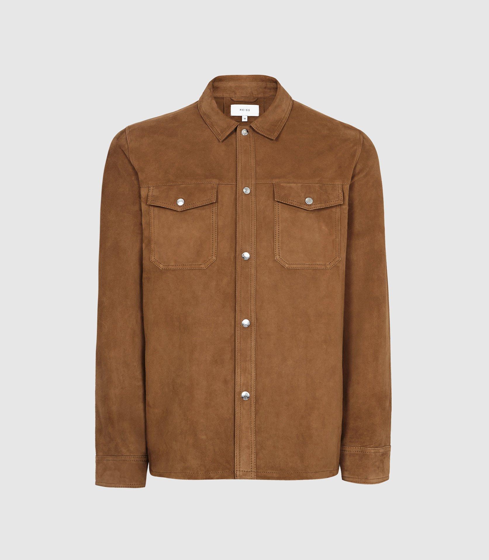 Reiss Suede Overshirt in Tobacco (Brown) for Men - Lyst