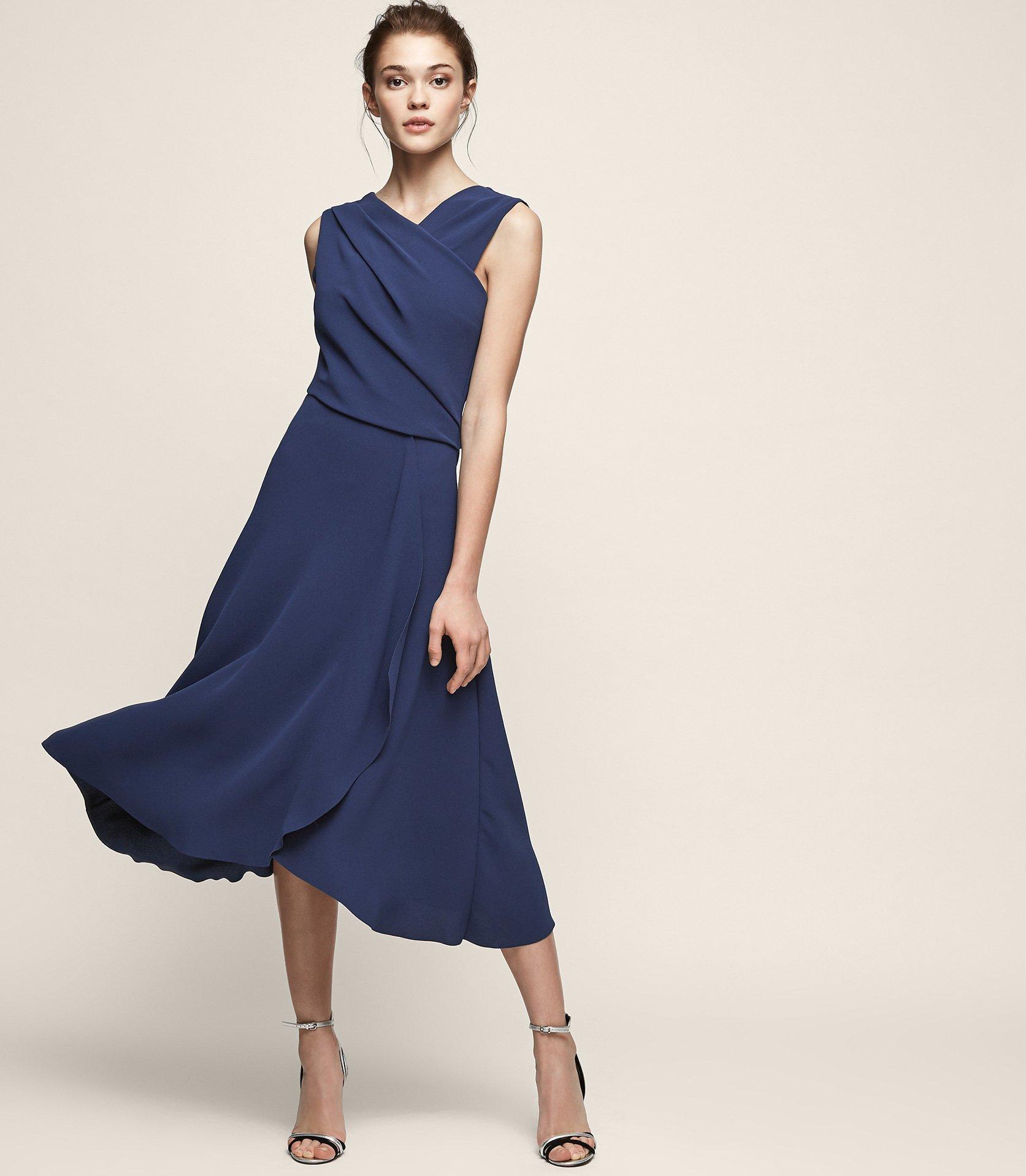 reiss wrap front midi dress