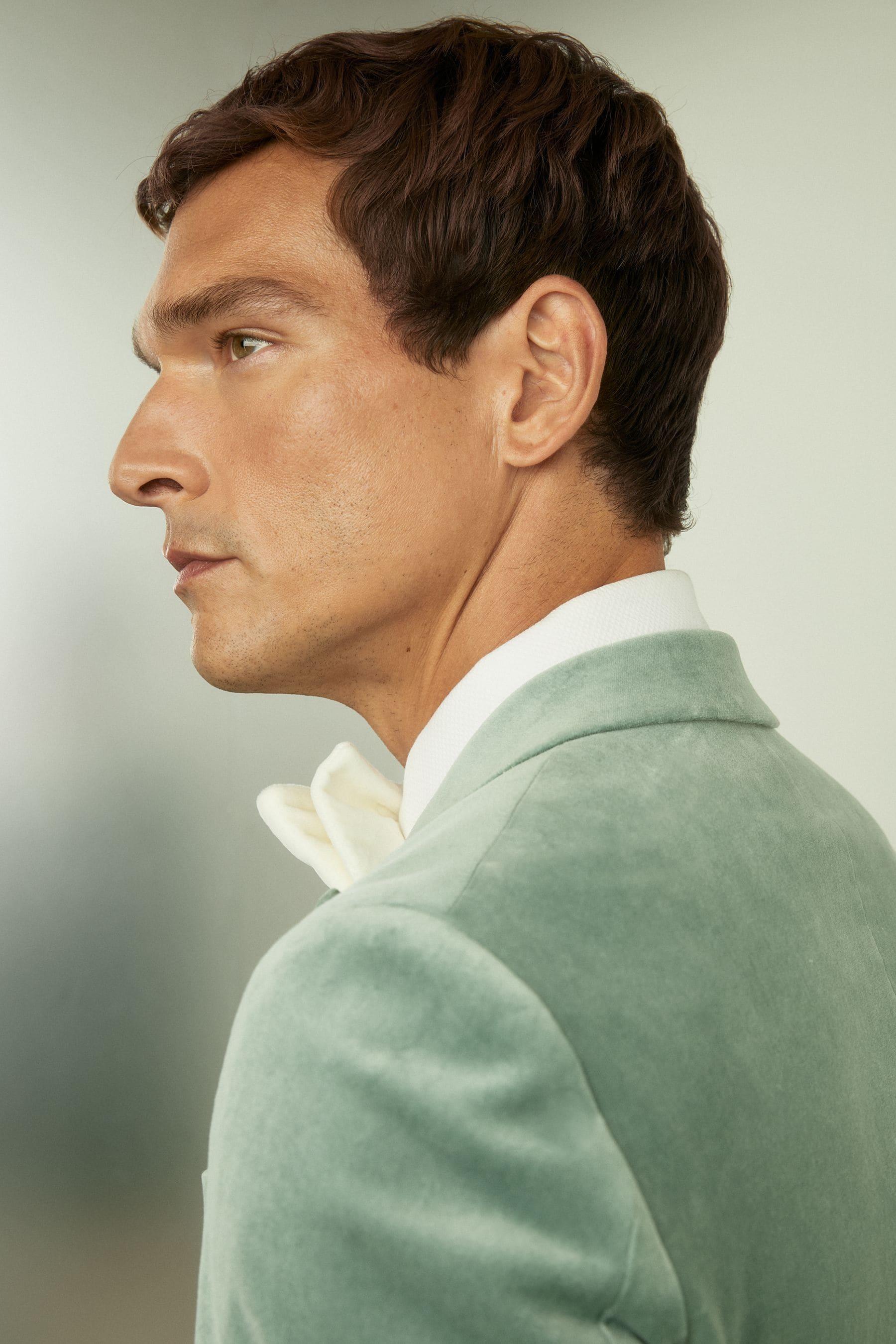 Reiss Velvet Single Breasted Blazer in Green for Men | Lyst