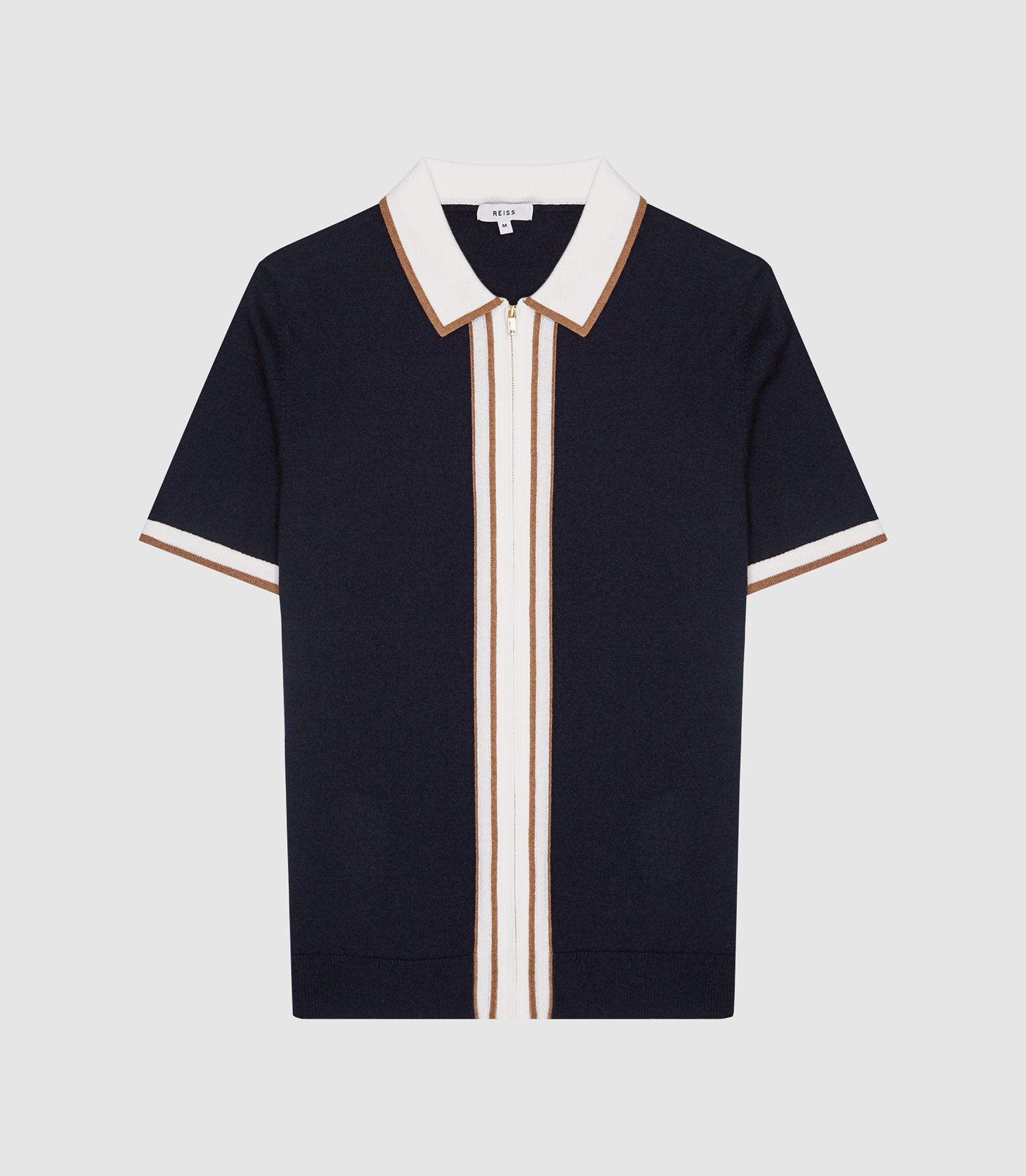 Reiss Wool Roland - Striped Zip Through 