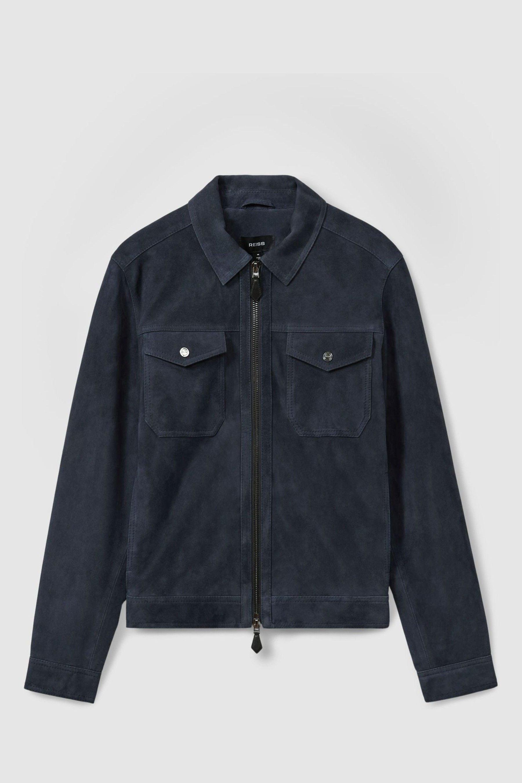 Blue suede trucker jacket hotsell
