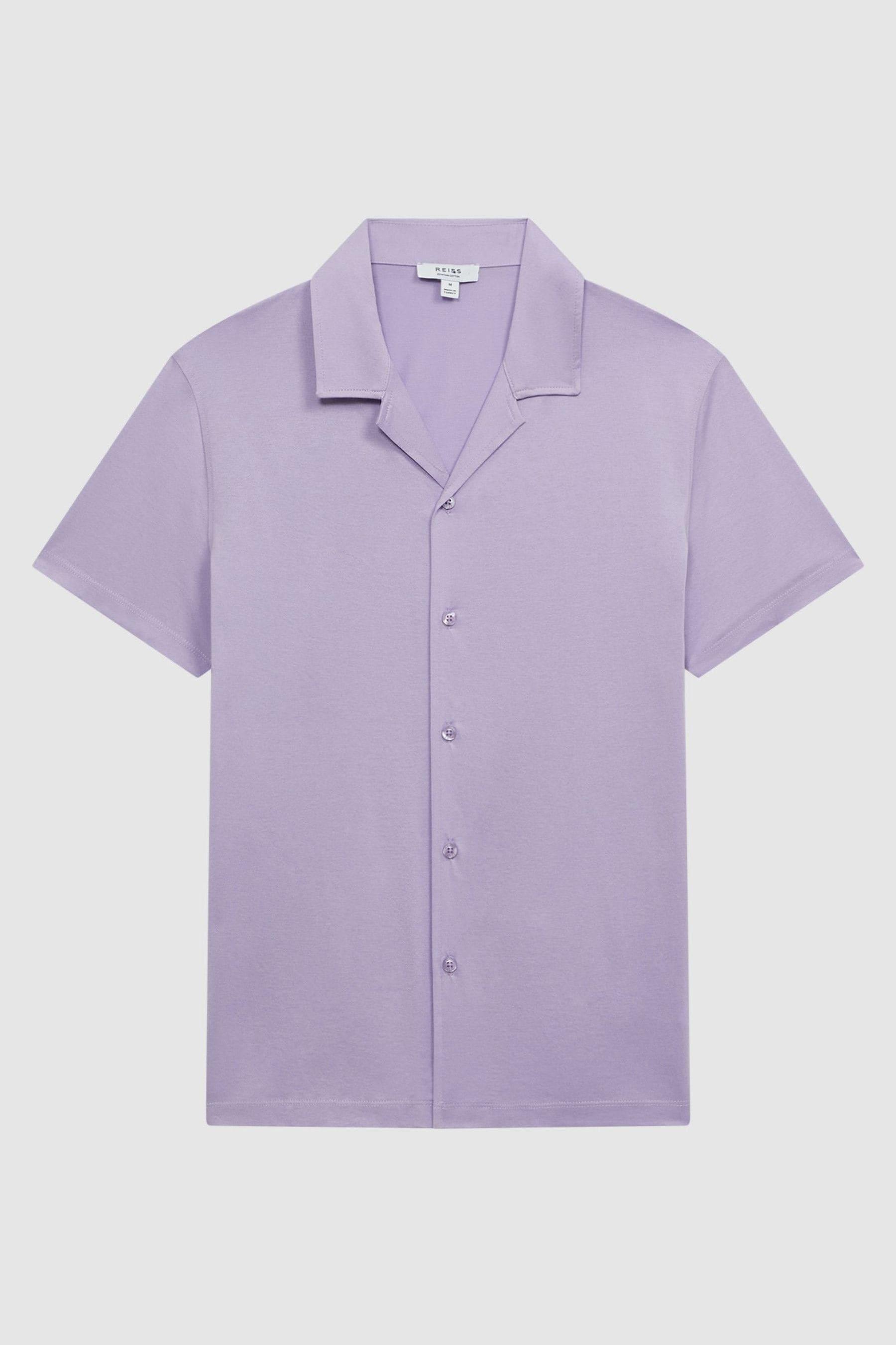 Reiss Caspa - Lilac Mercerised Cotton Jersey Cuban Collar Shirt in Purple  for Men | Lyst
