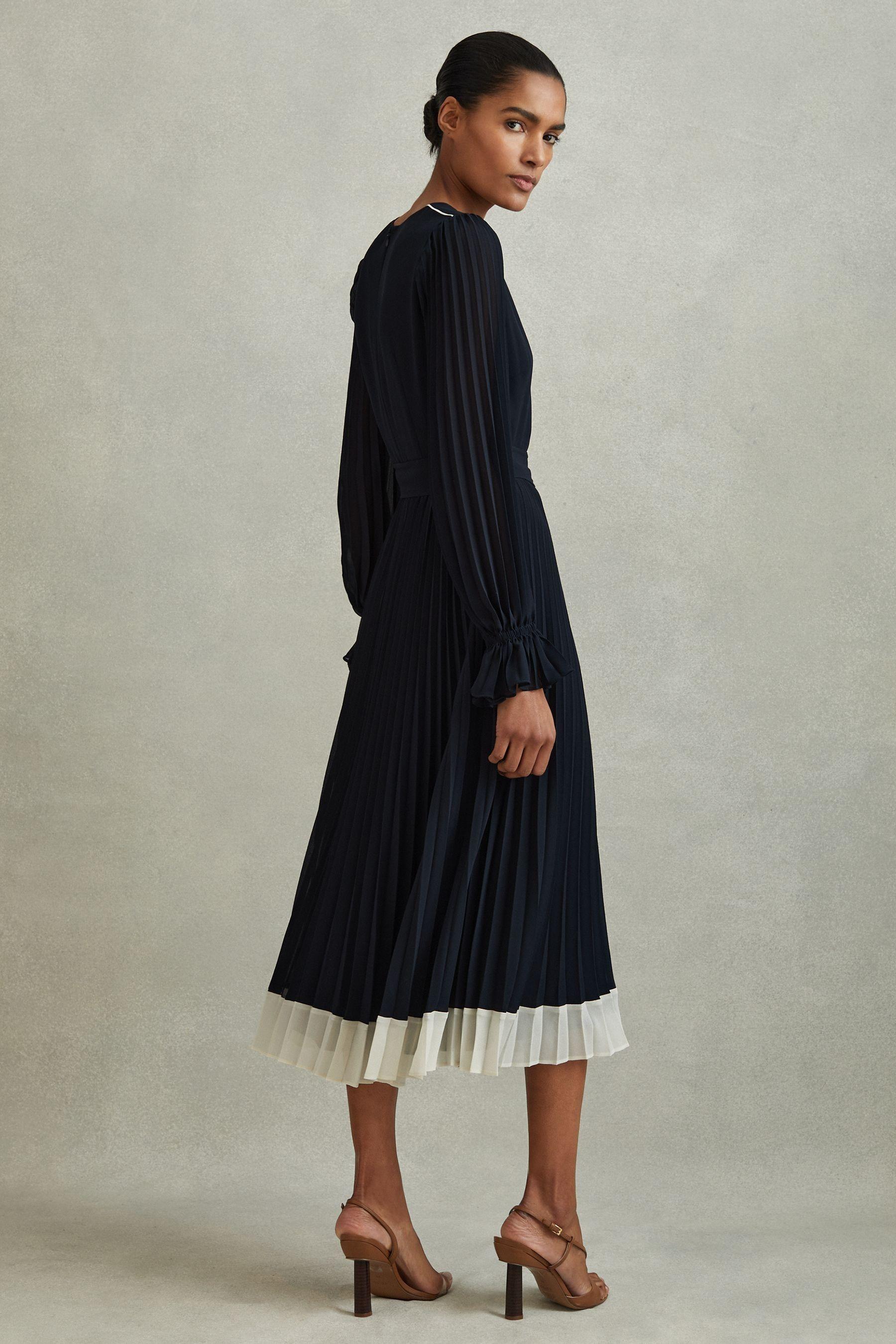 Pleated cream dress online