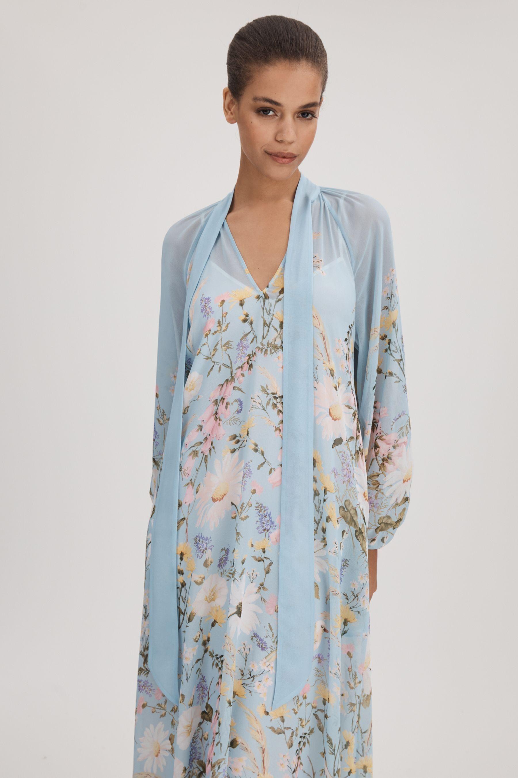 chinese dress ladies Printed Pleated Midi Dress