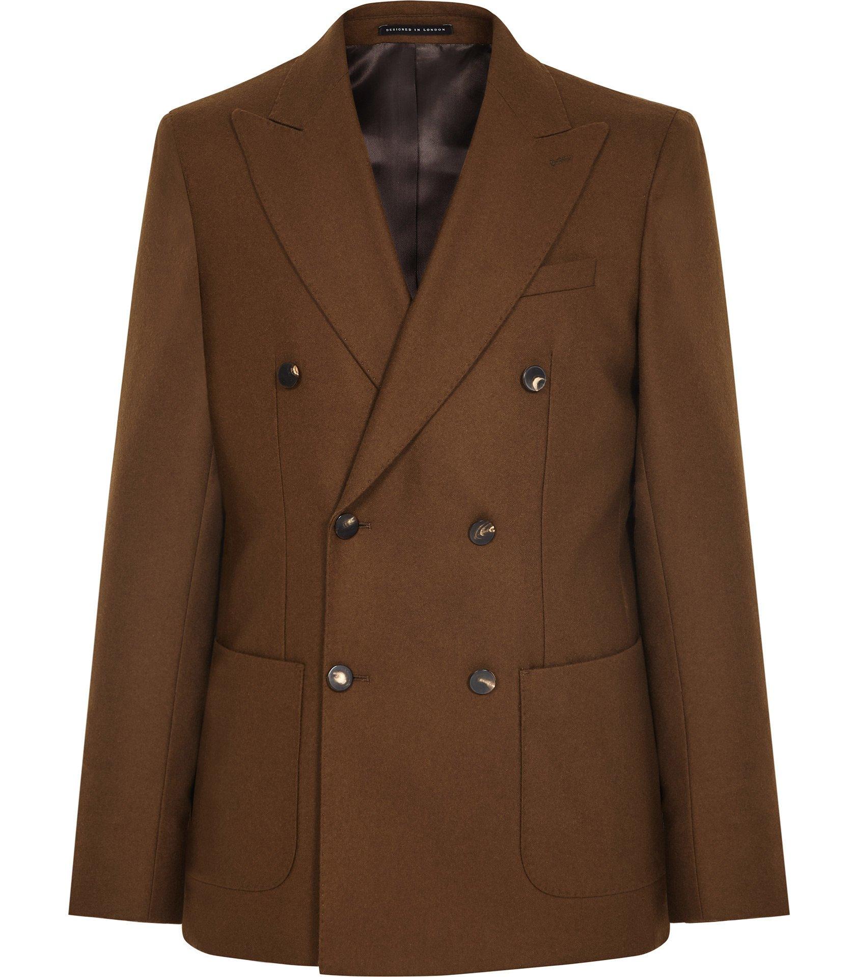 Reiss Magnum - Double Breasted Blazer in Brown for Men