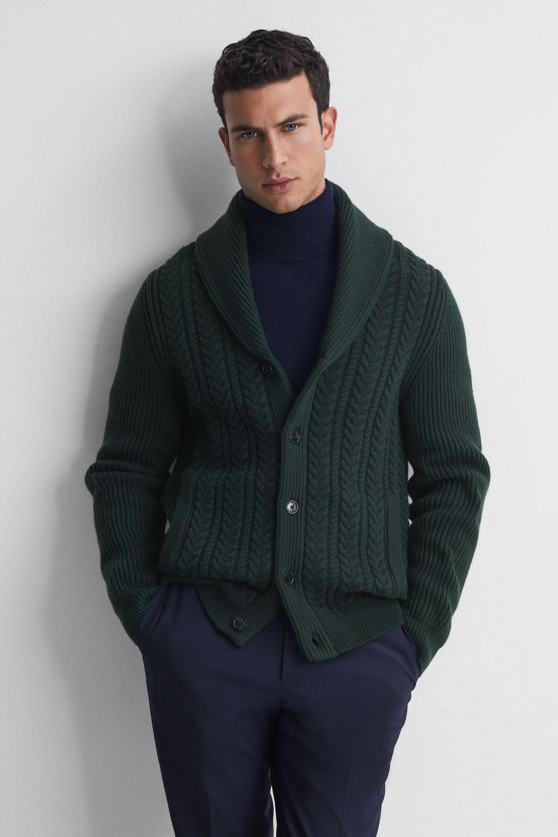 Green cable knit cardigan online