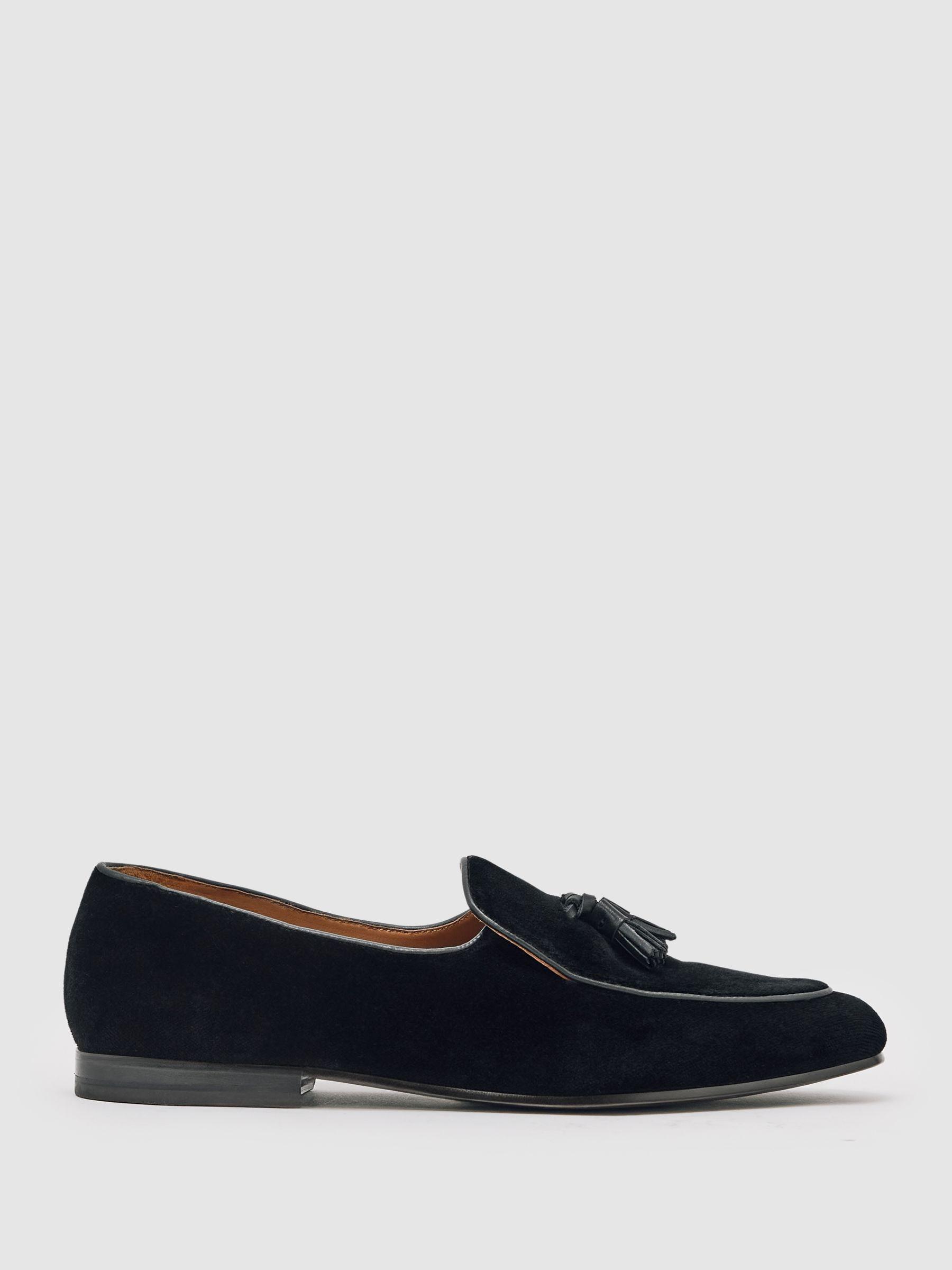 Reiss men’s slip on velvet loafers Reiss Suede Slip-On Loafer in Stone | REISS main image 3