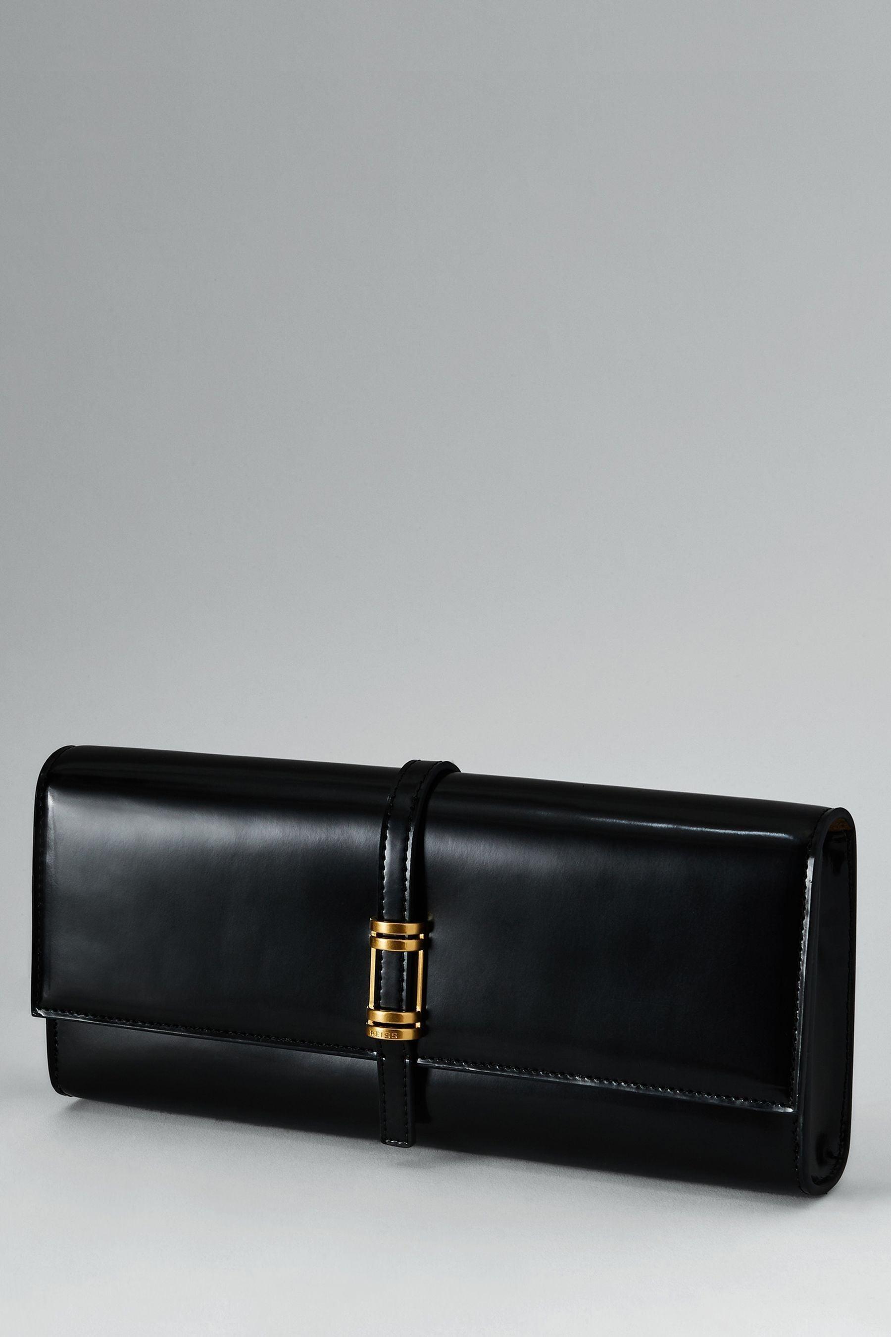 Reiss Regent Black High shine Leather Clutch Bag One Lyst UK