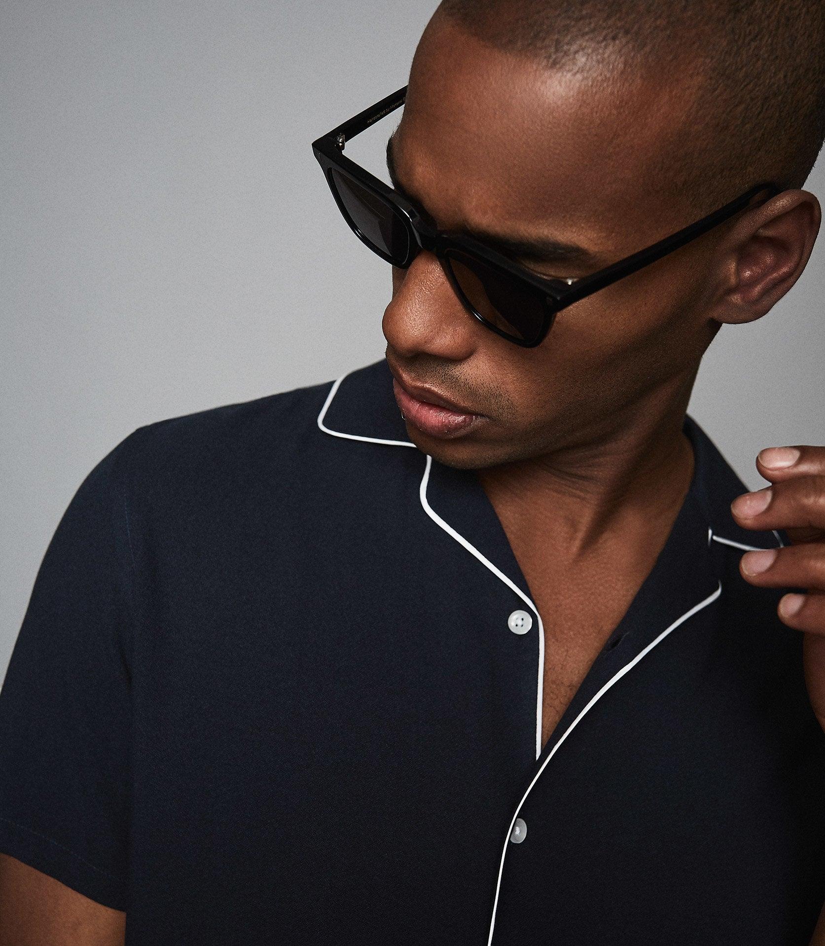 Reiss Synthetic Tipped Cuban Collar 