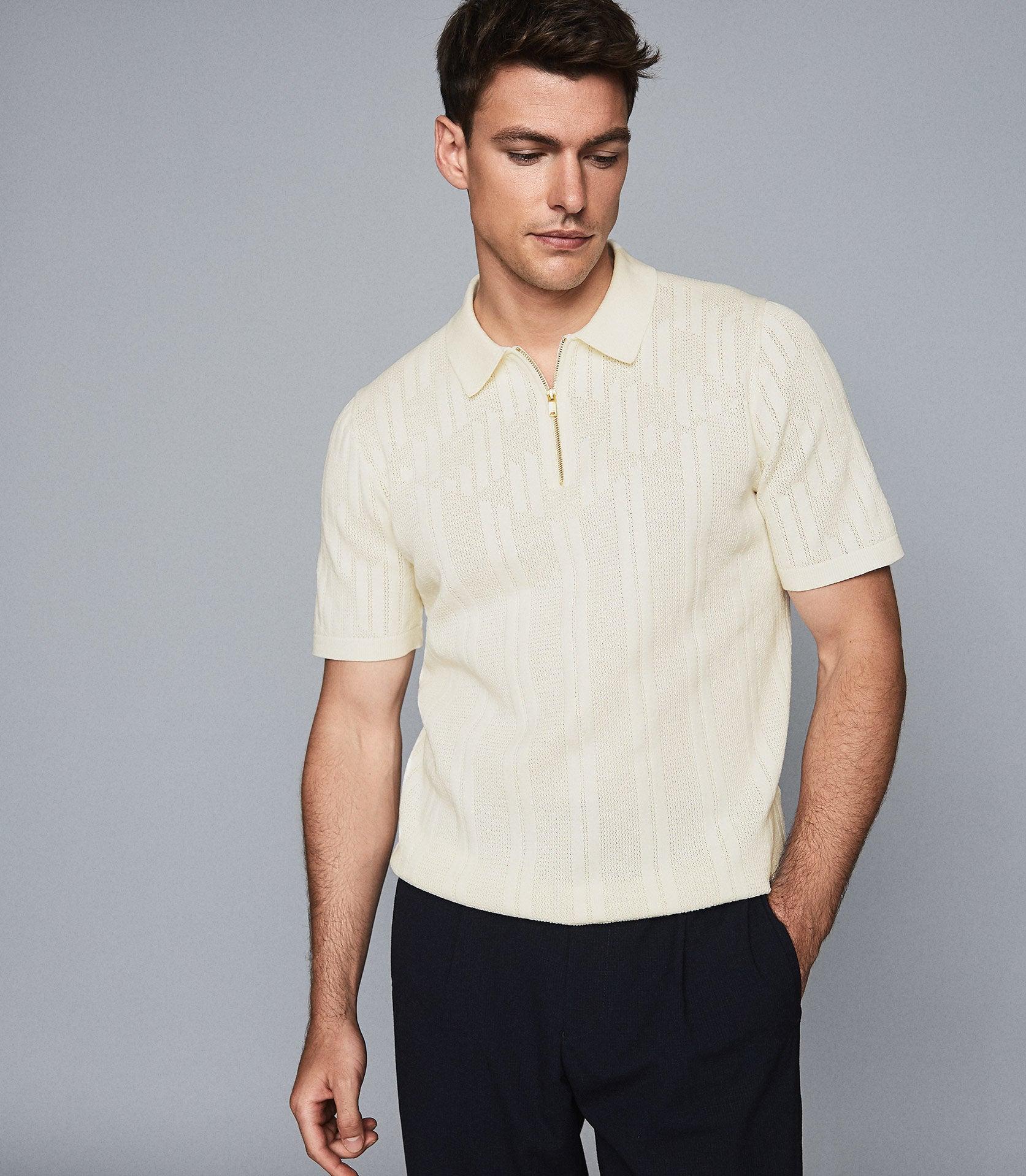 Reiss Cotton Zip Neck Polo Shirt for Men Lyst