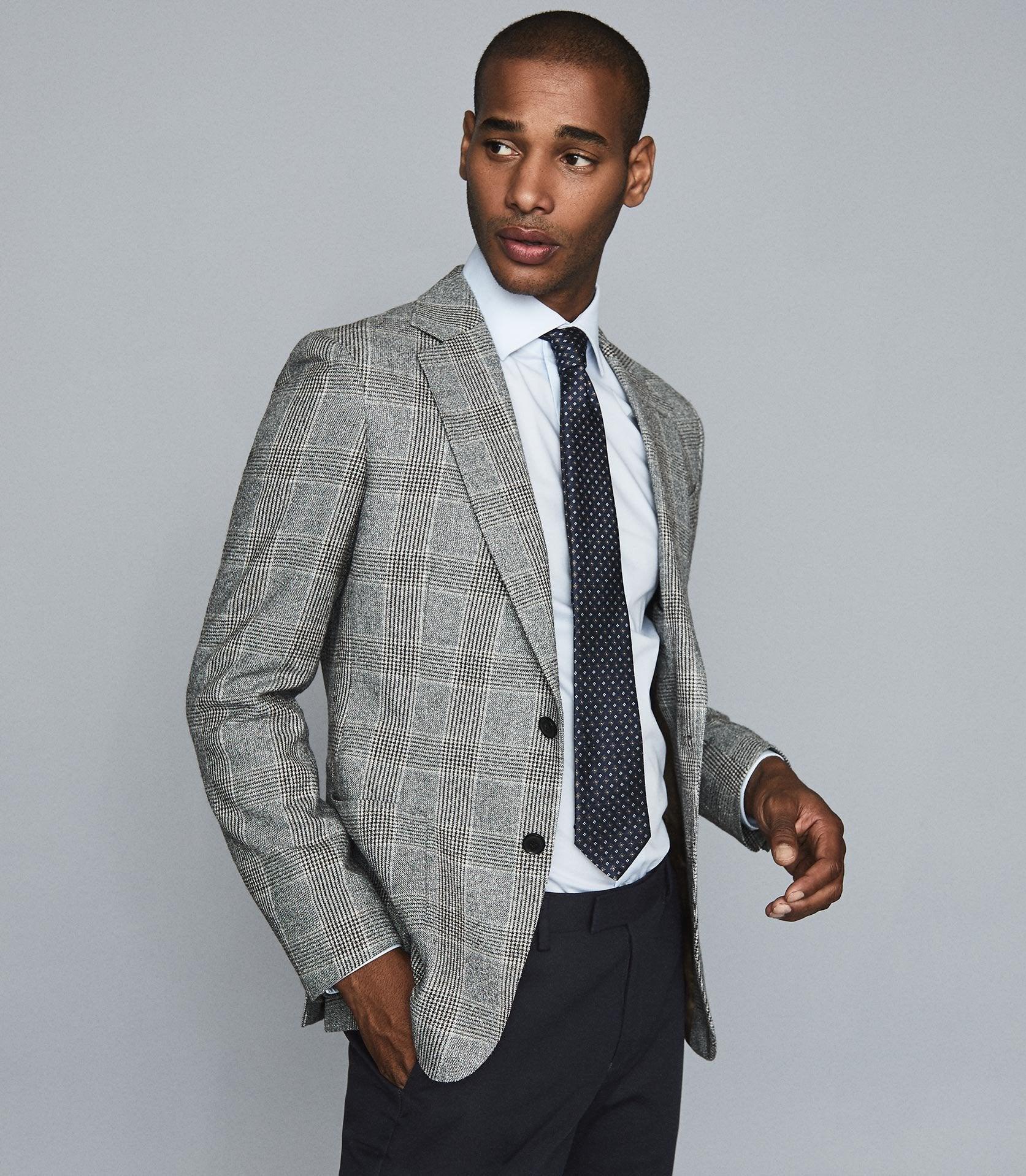 slim fit check blazer