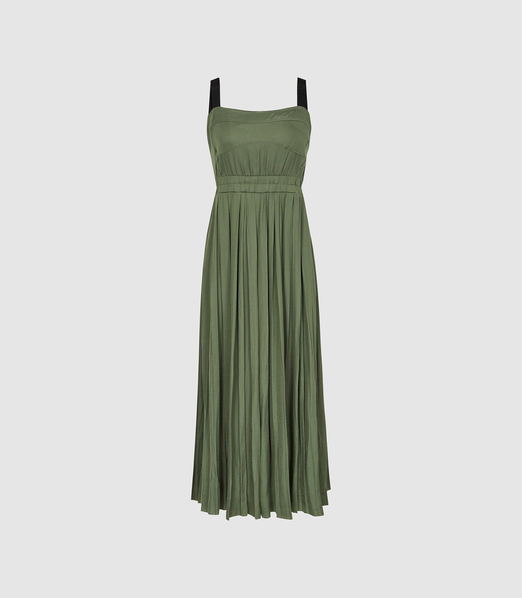 Reiss Synthetic Luella - Pleated Maxi Dress in Green - Save 33% - Lyst