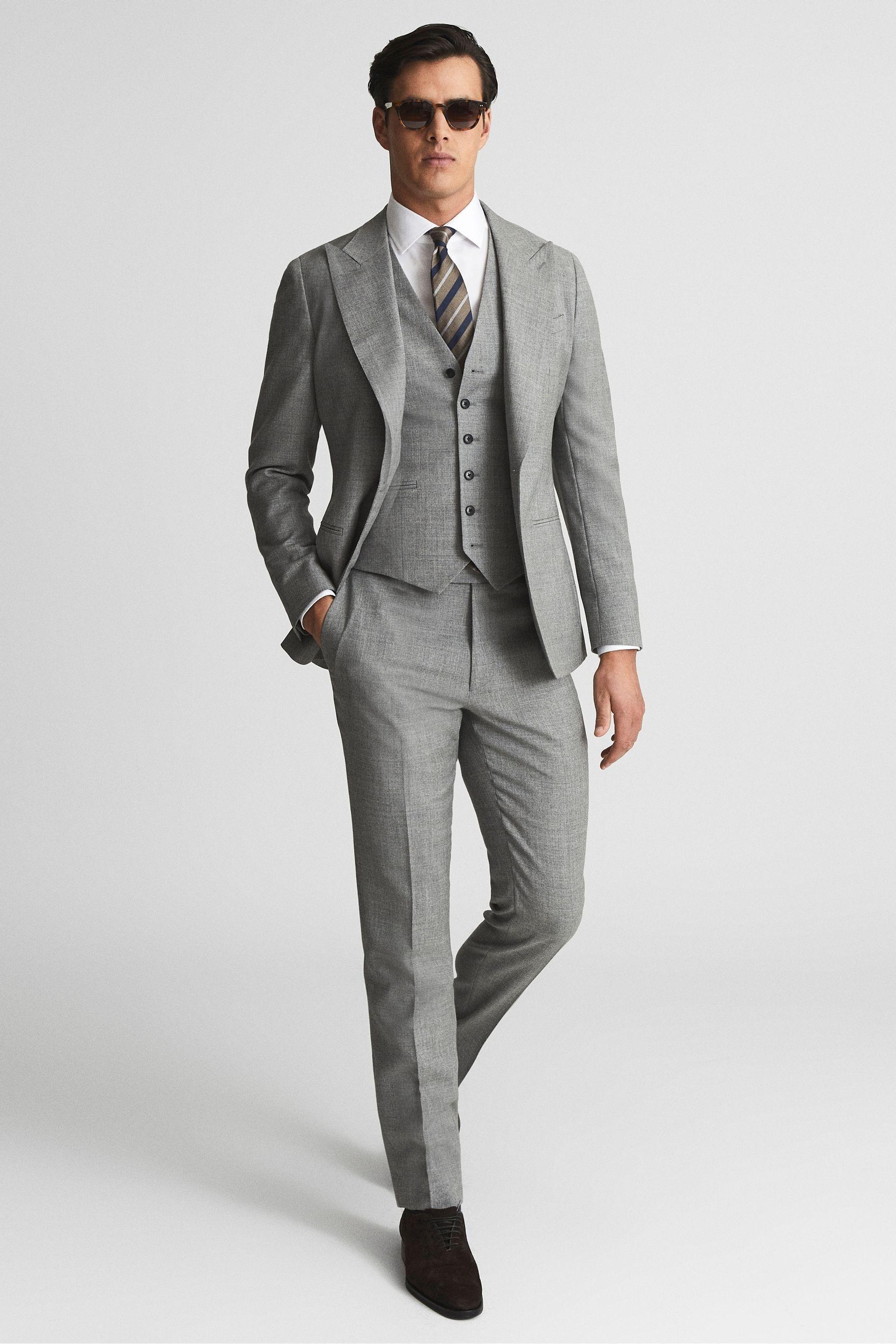 Reiss Buxley - Grey Buxley Wool Wedding Suit: Waistcoat in Grey for Men ...