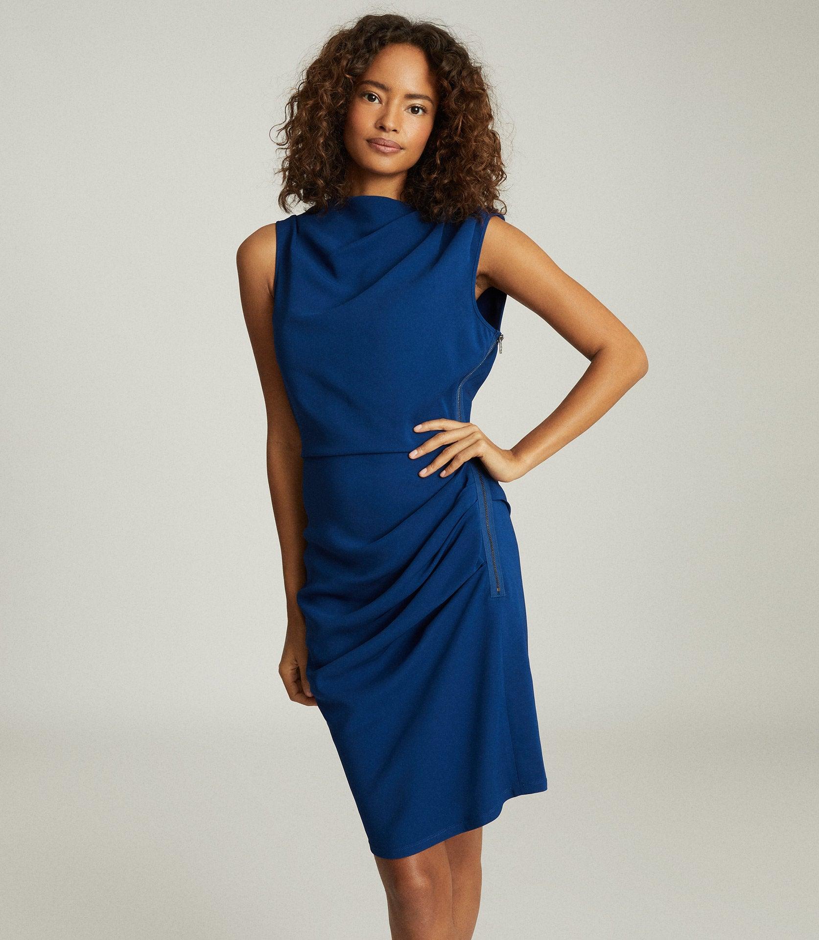 Reiss Bali - Ruched Bodycon Dress in Blue | Lyst