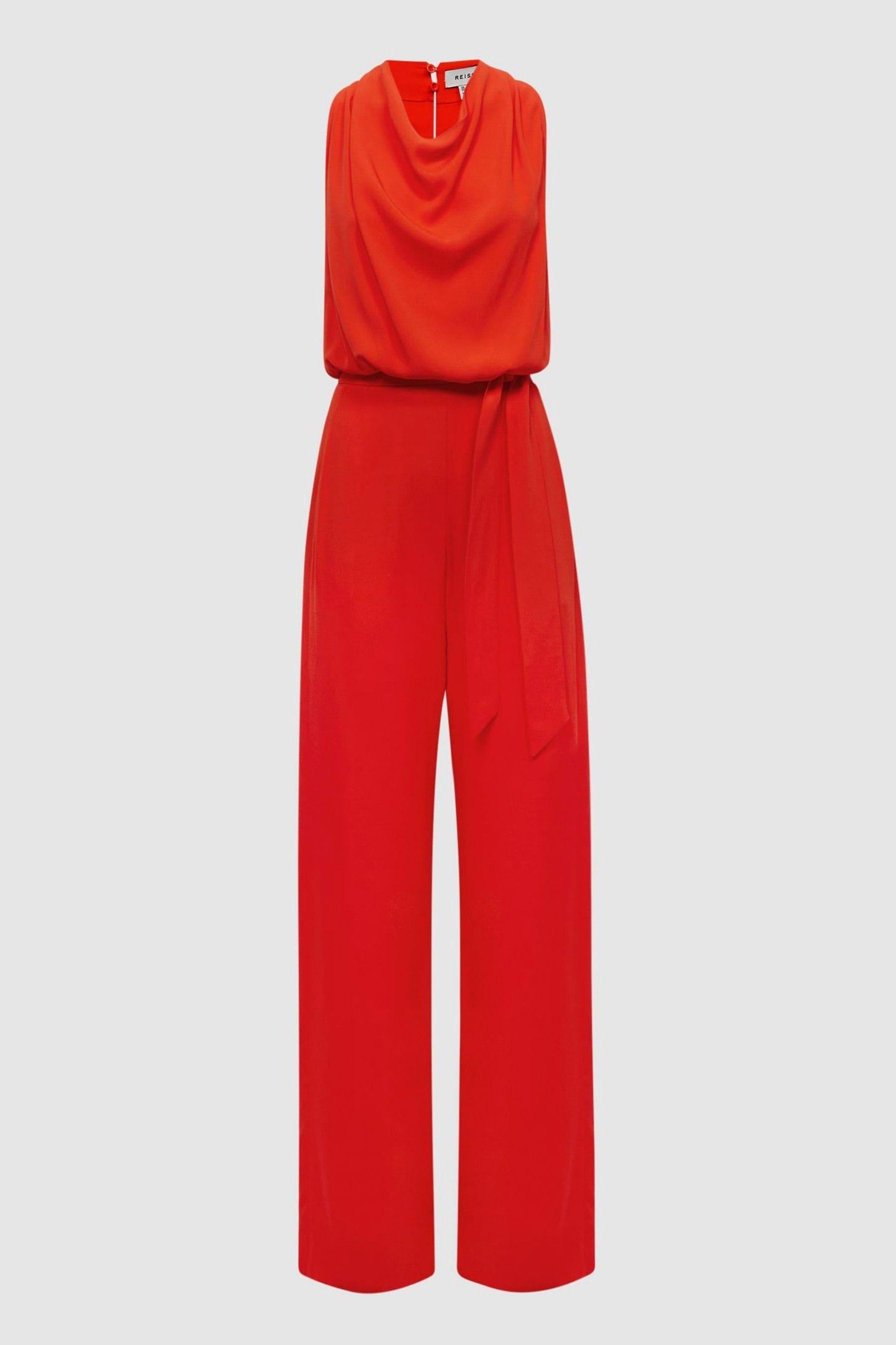 Reiss Riley Orange Cowl Neck Wide Leg Jumpsuit in Red Lyst UK