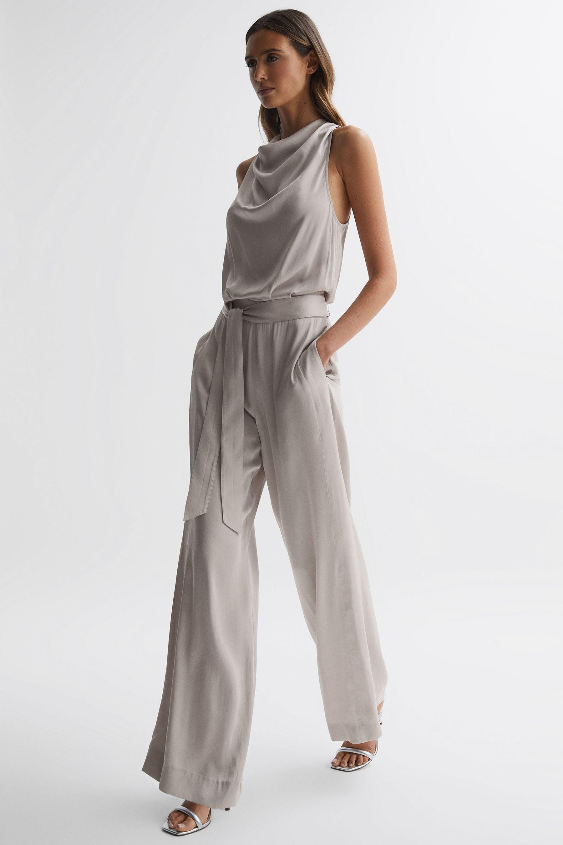 Reiss Rose - Neutral Sleeveless Cowl Neck Jumpsuit in White | Lyst
