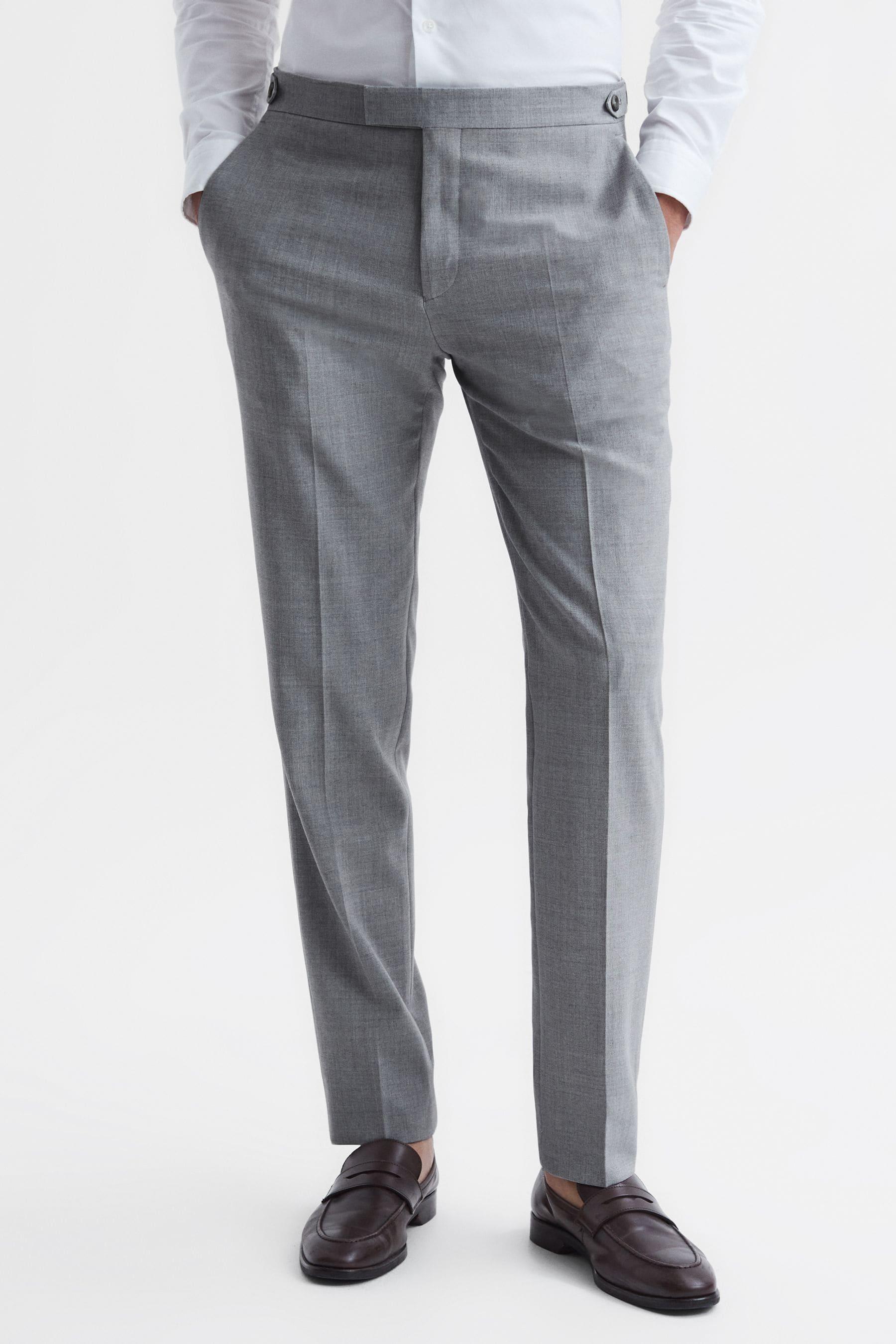 Reiss Arrow - Soft Grey Arrow Slim Fit Wool Blend Trousers, 28 in 