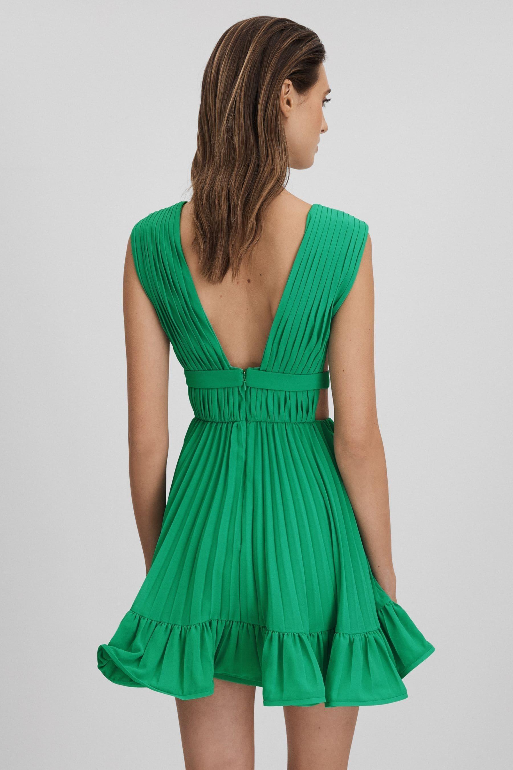 Pleated plunge dress deals