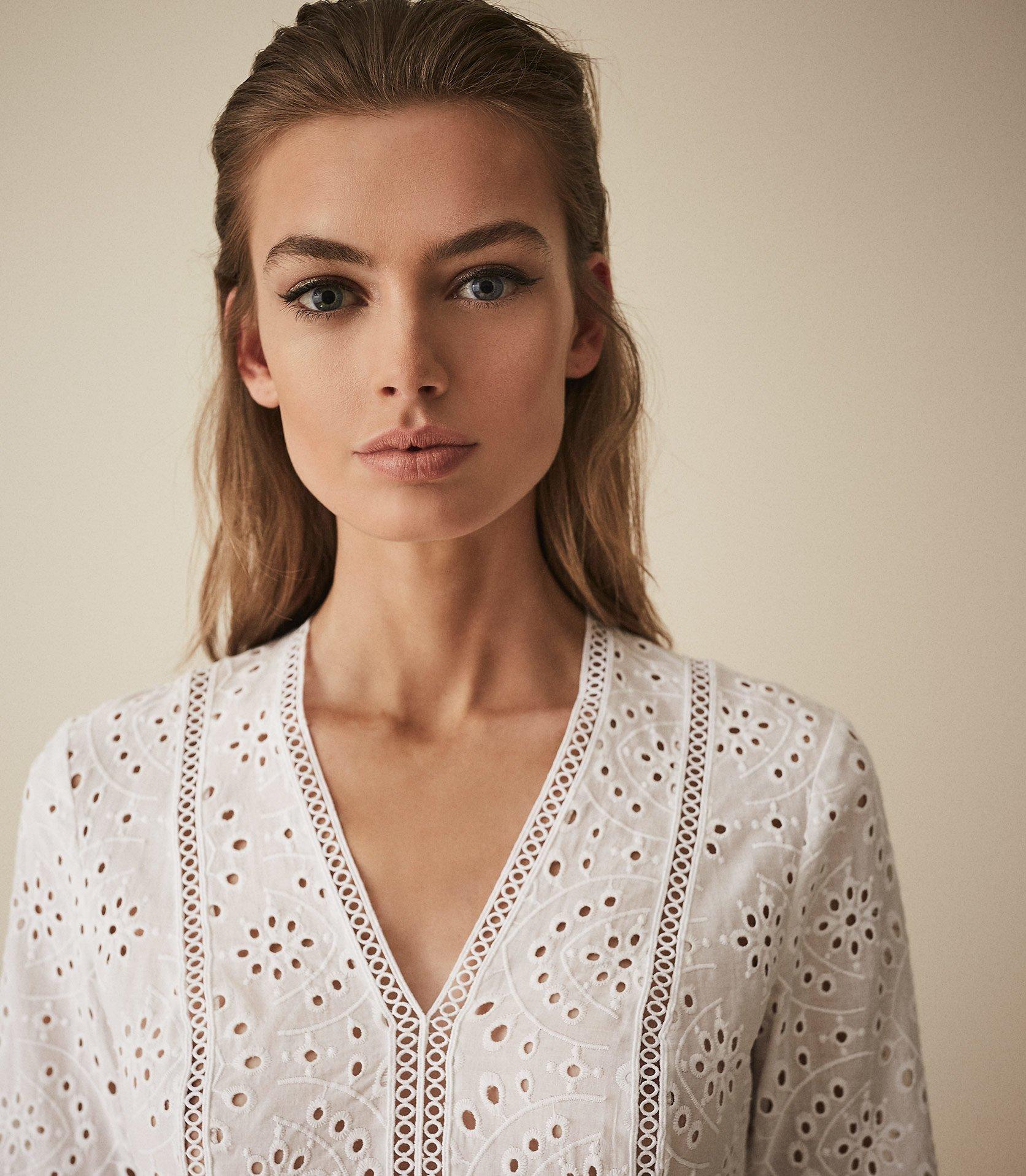 Reiss Cotton Acelina - Broderie Anglaise Top in White | Lyst