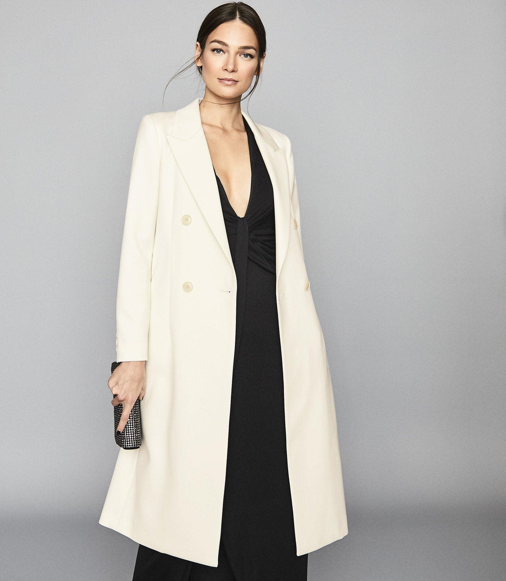 wool blend white coat