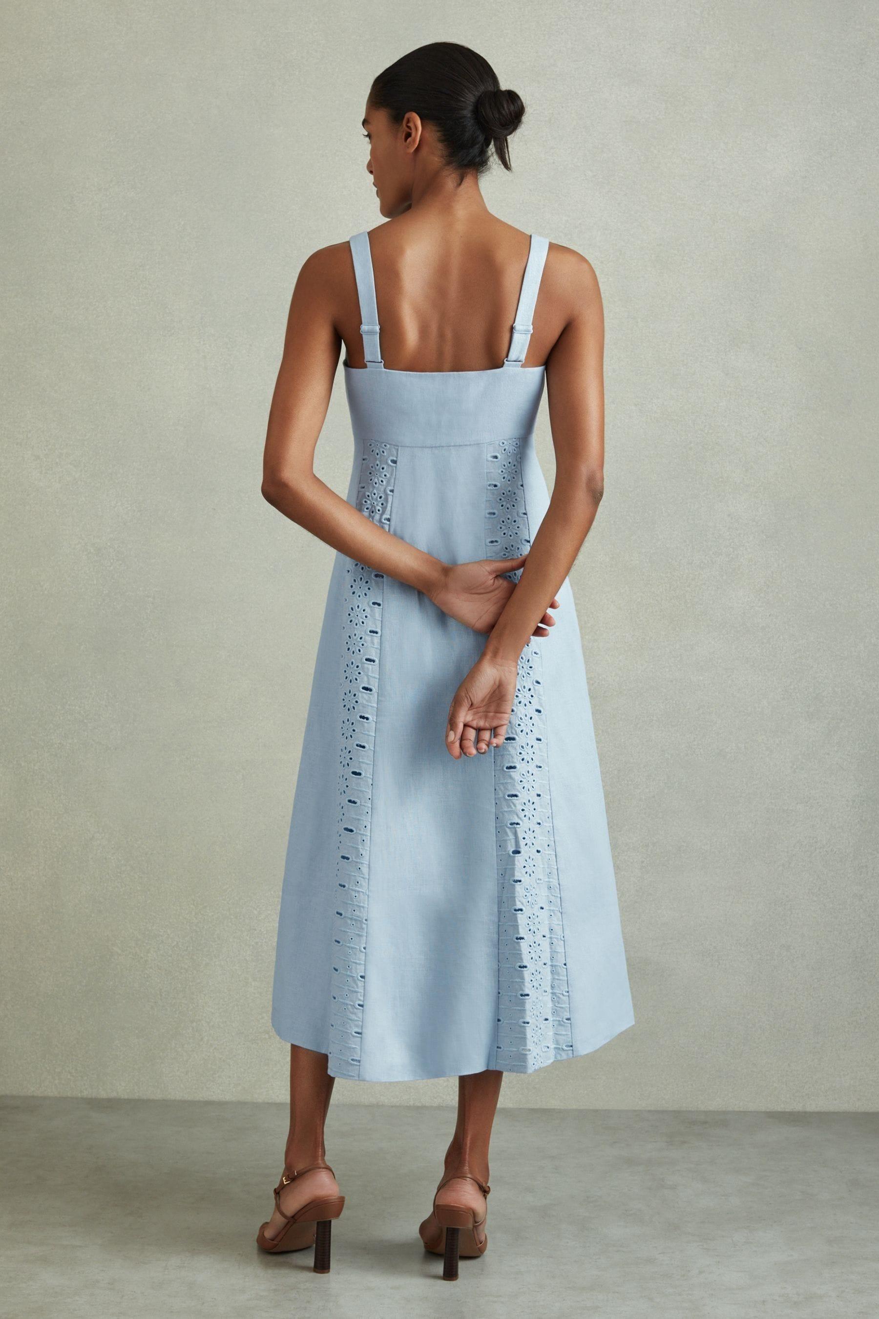 clarice linen broderie midi dress NEW Reiss Clarice Linen Broderie Midi Dress