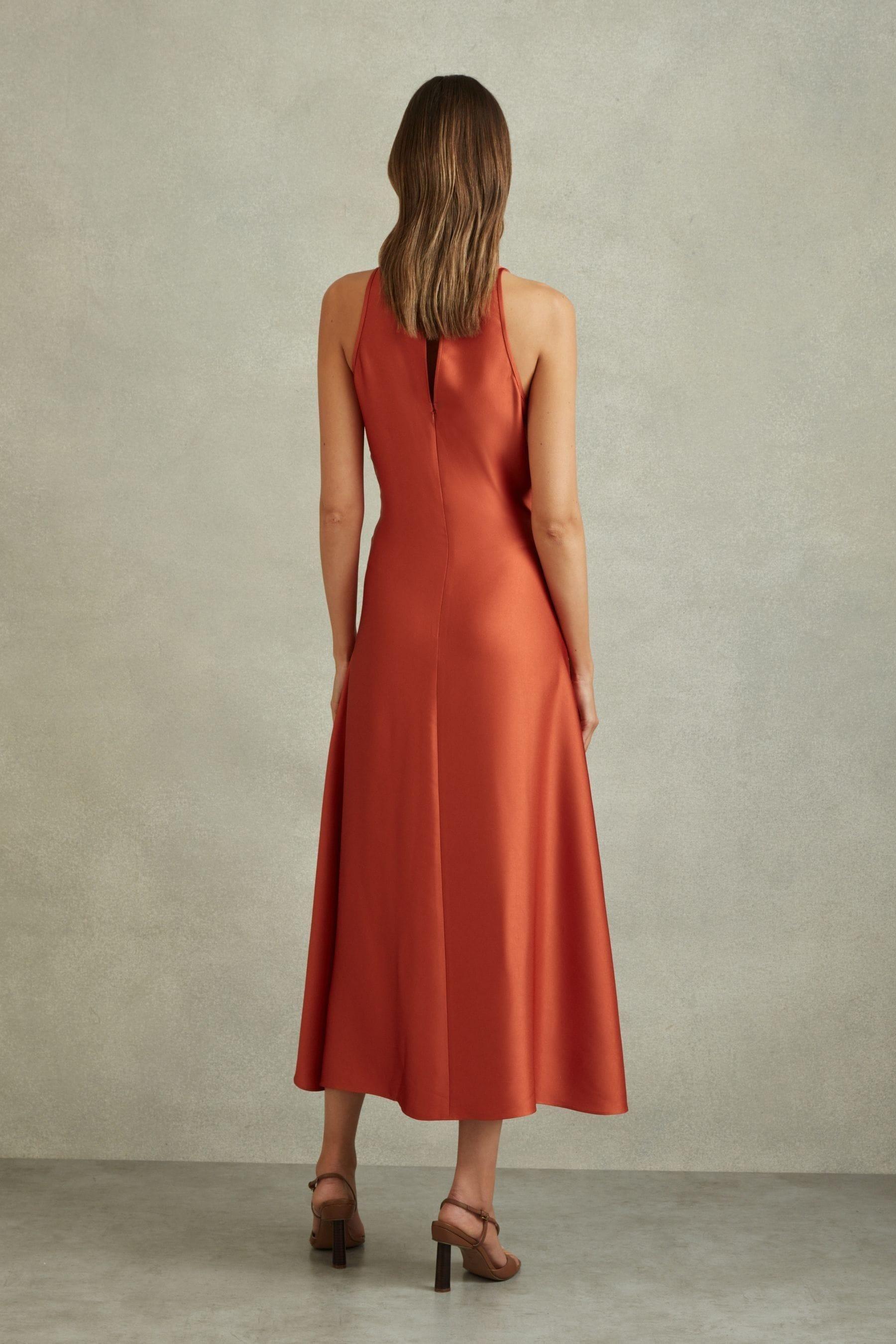 【海外限定】REISSワンピース☆Micah Drape-Tuck Satin Midi Dre Reiss Satin Drape Tuck Midi Dress in Green | REISS
