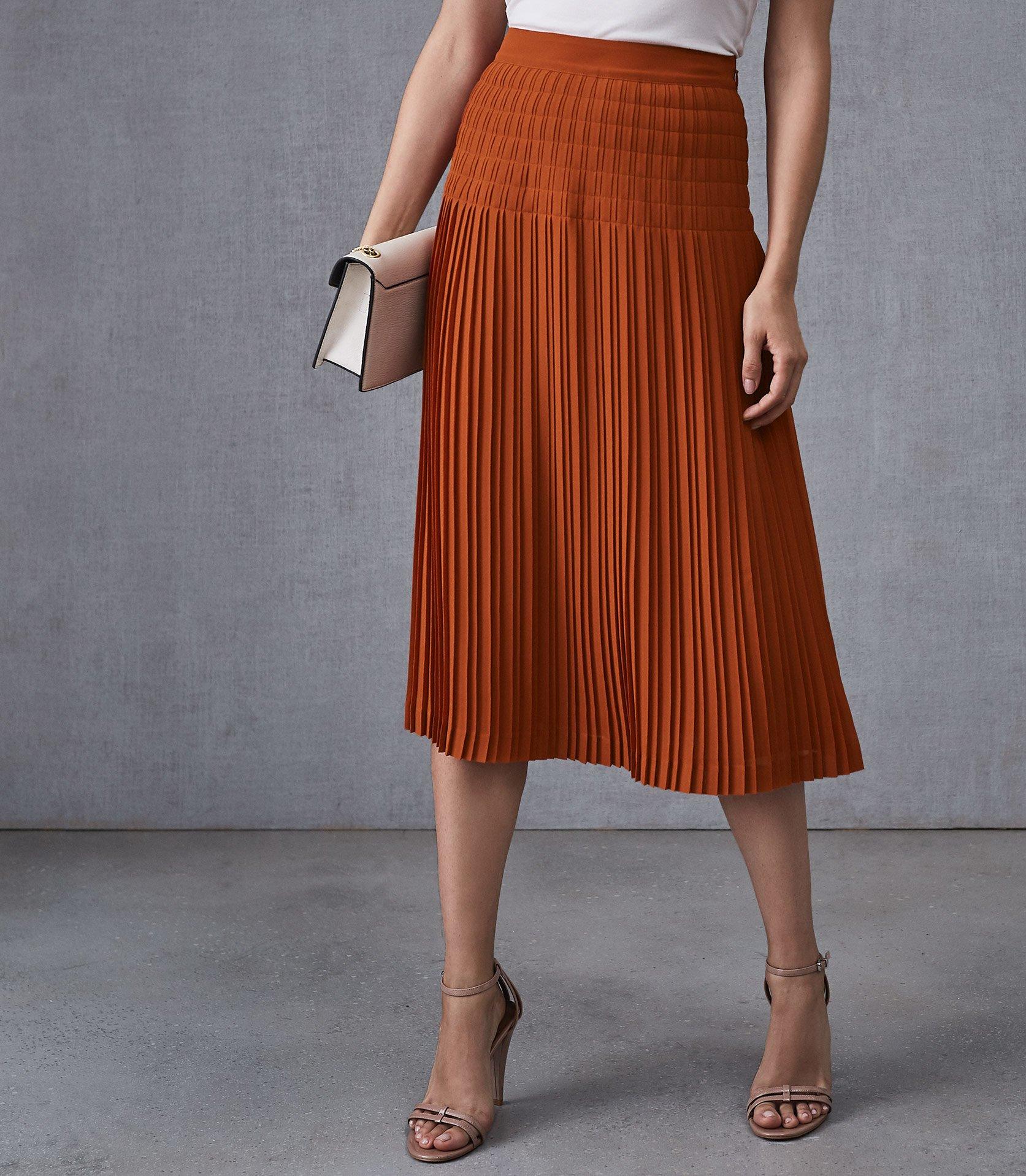 burnt orange long skirt