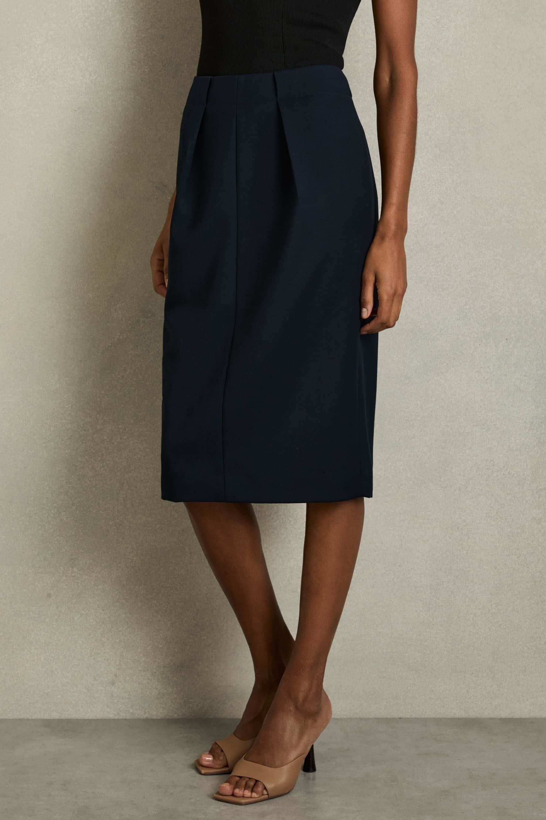 Reiss Gabi Navy Tailored Midi Suit Skirt, Us 12 in Blue Lyst UK