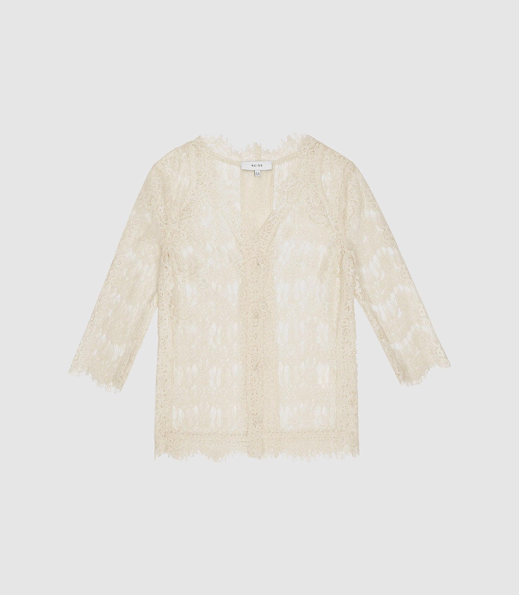 Reiss Lace Blouse in Cream (Natural) - Lyst