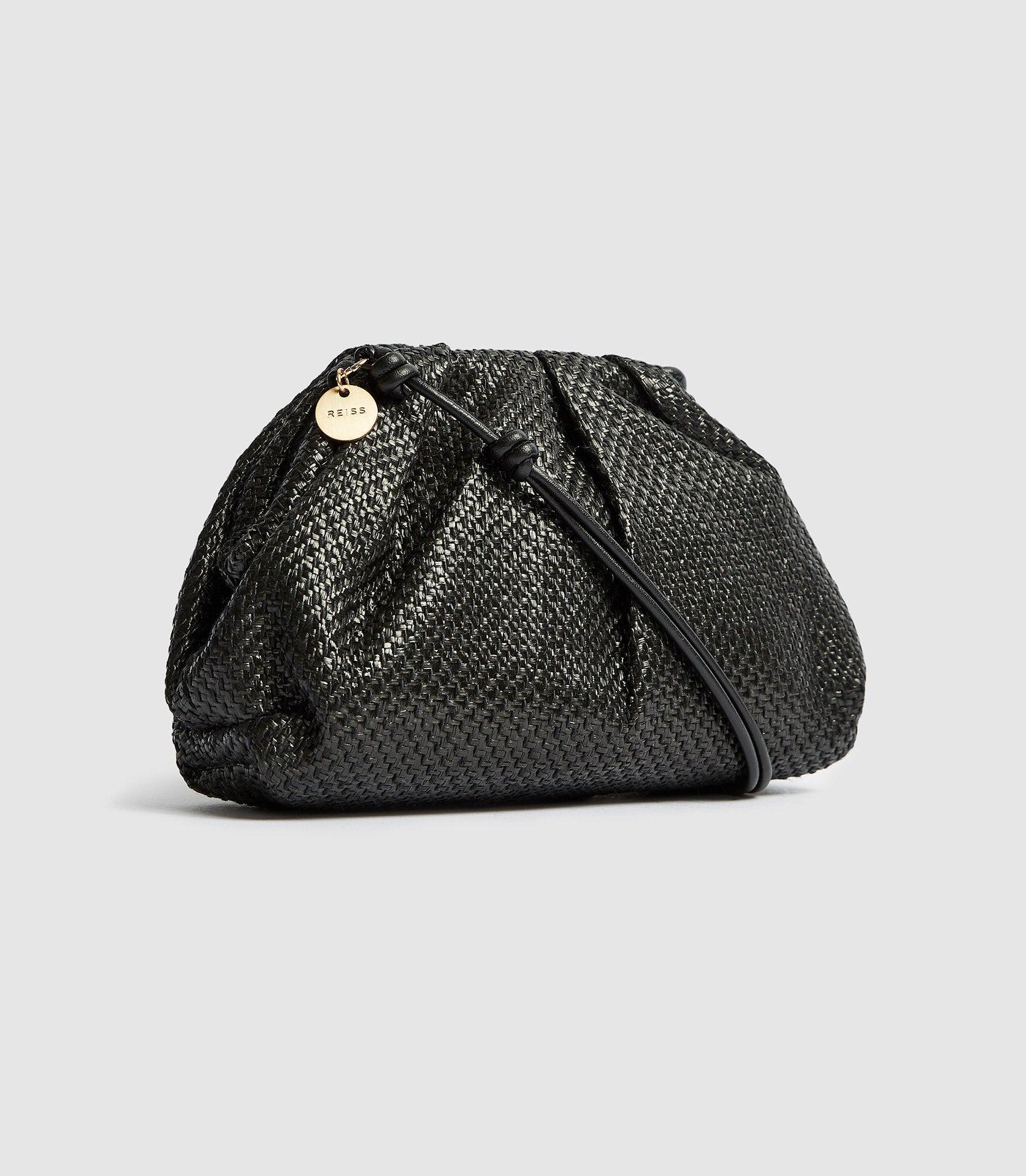 Black Raffia Clutch Bag