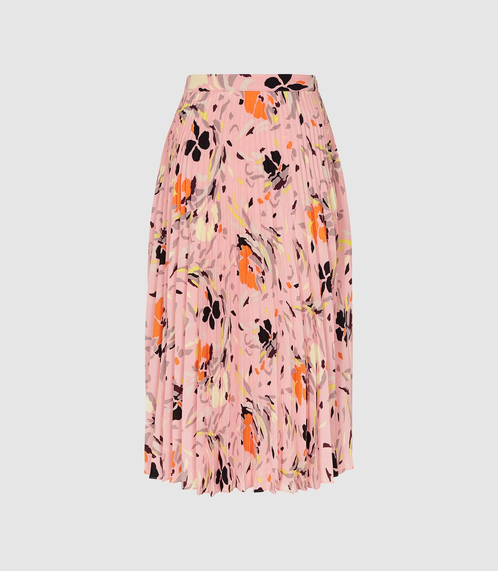 Reiss Silk Floral Pleated Midi Skirt in Pink - Save 29% - Lyst
