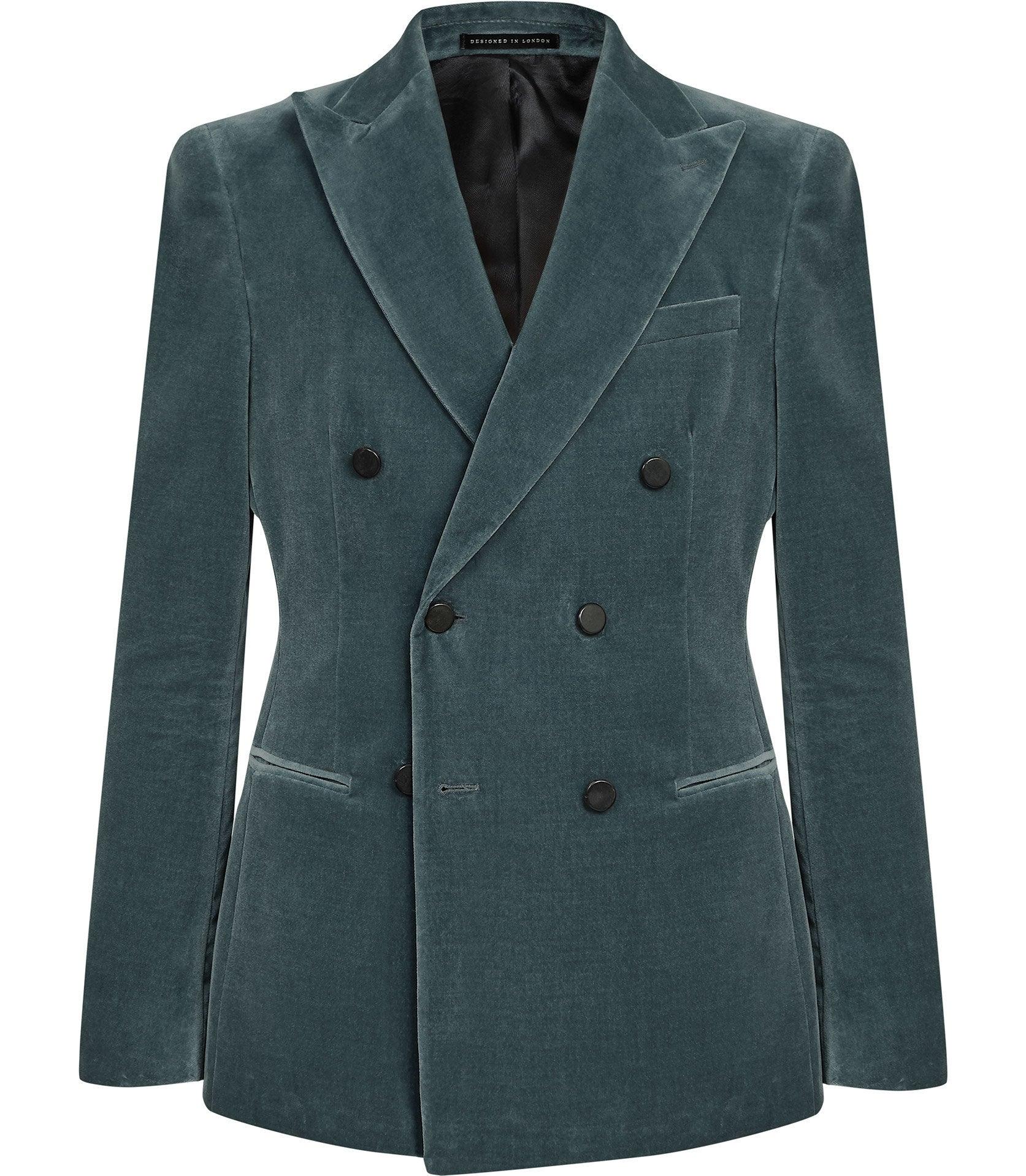 Reiss Velvet Double Breasted Blazer for Men Lyst