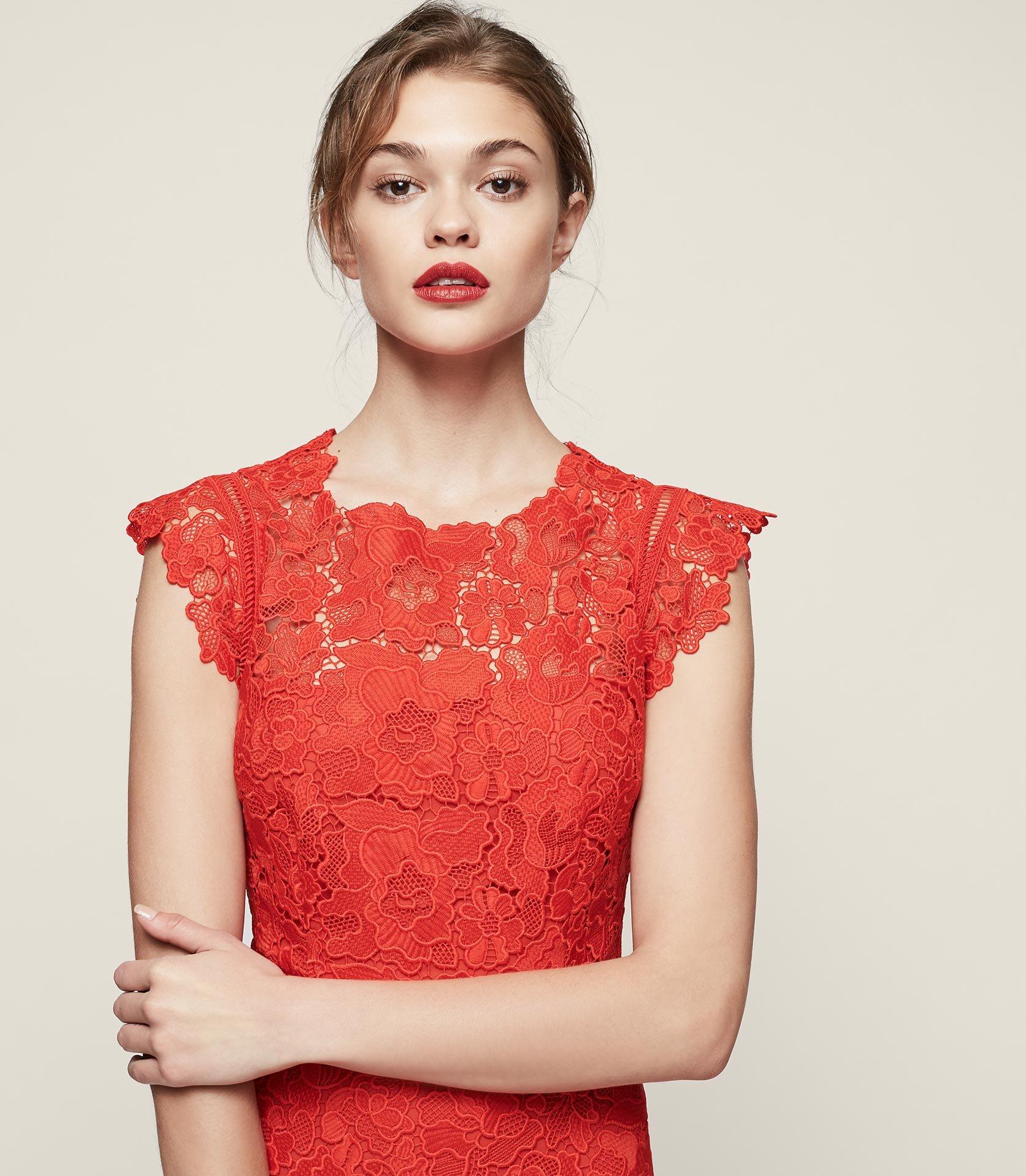 reiss red lace dress