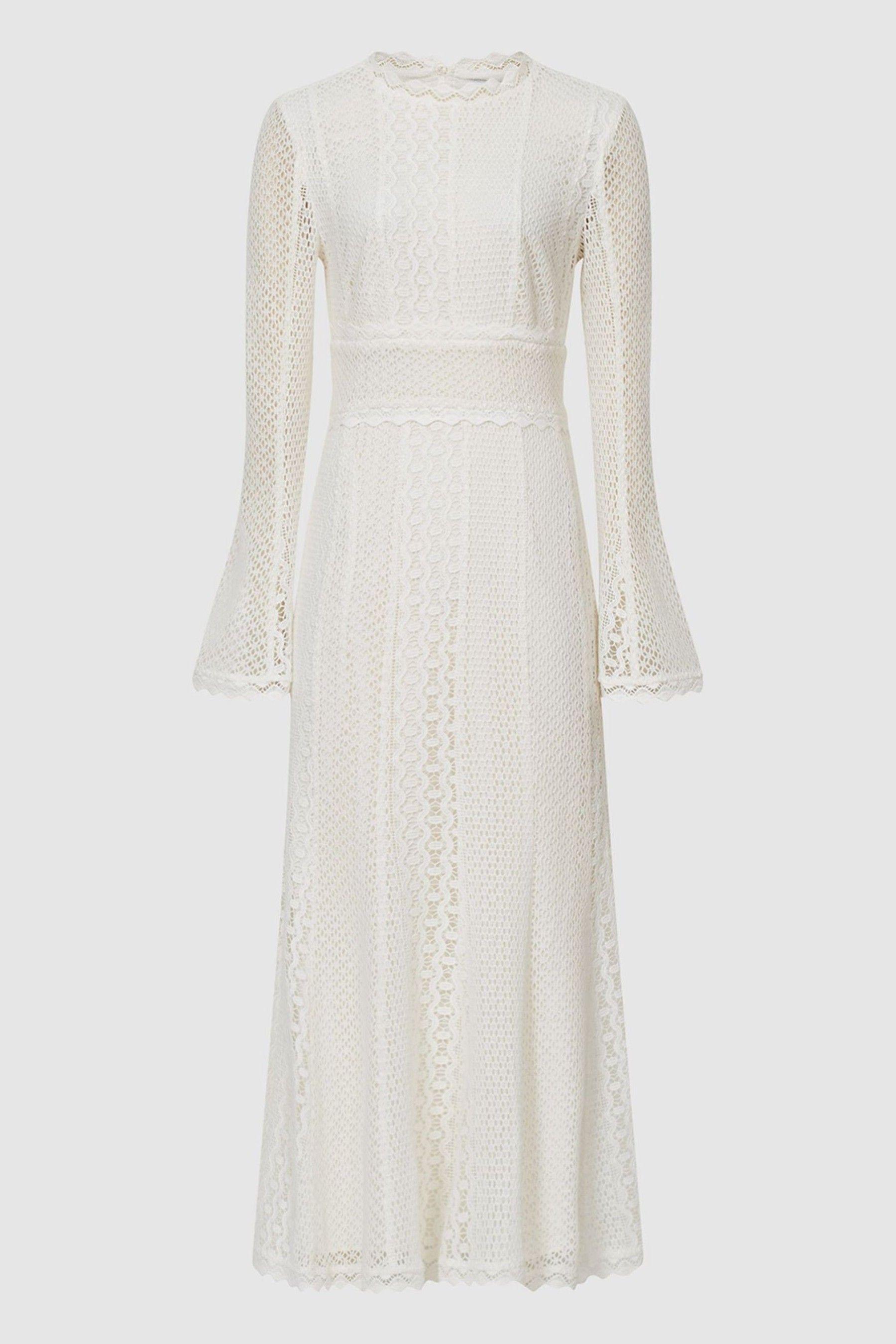 Reiss Aspen Ladies White Cotton Lace Midi Bodycon Dress Lyst UK