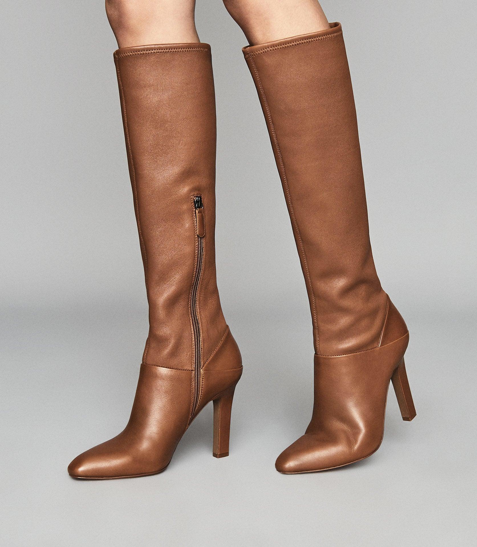 caramel knee high boots