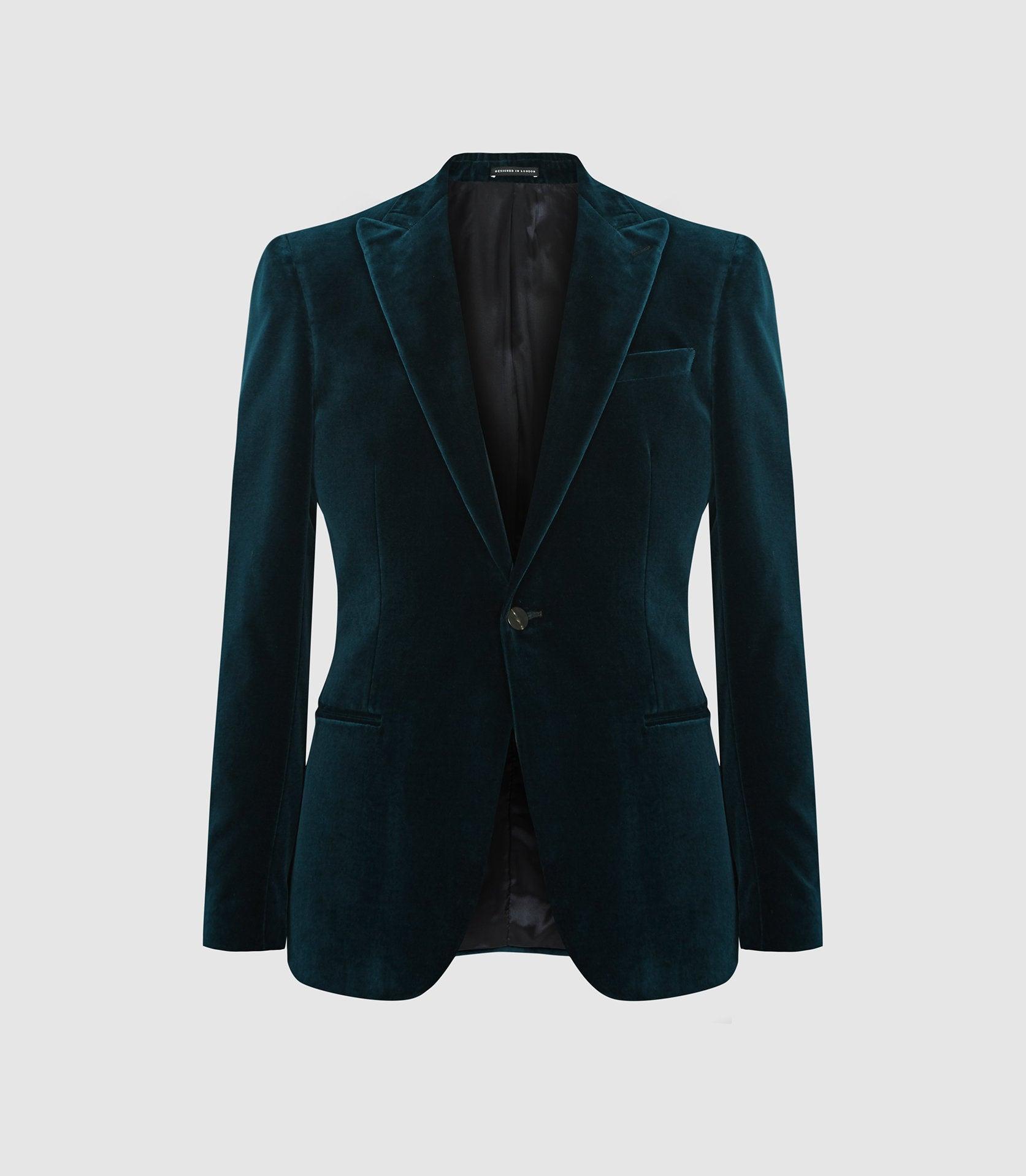 Reiss Parade - Velvet Blazer in Green 