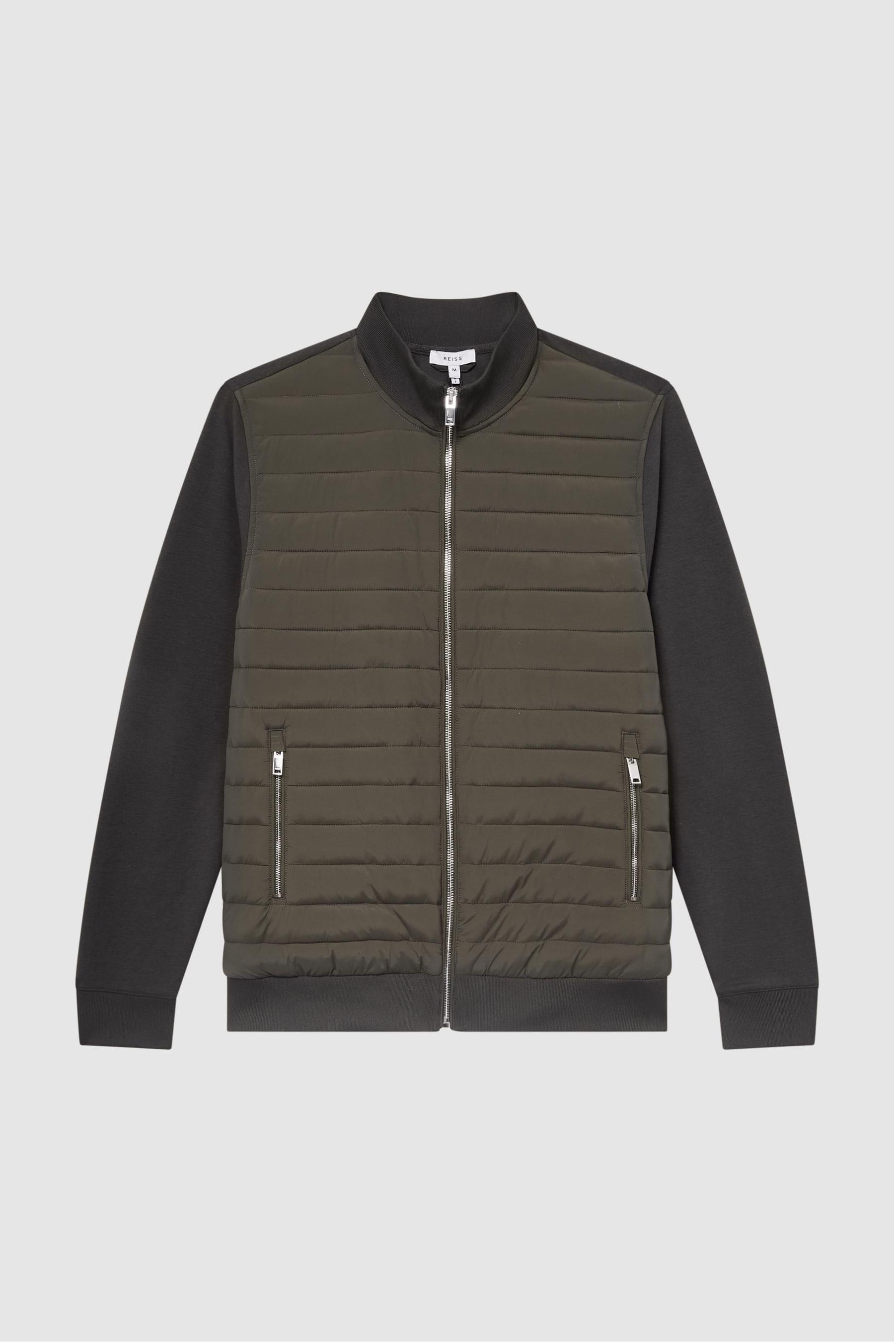 Reiss Mens Hybrid Quilted Jacket Reiss Hybrid Quilt Raglan-Sleeve