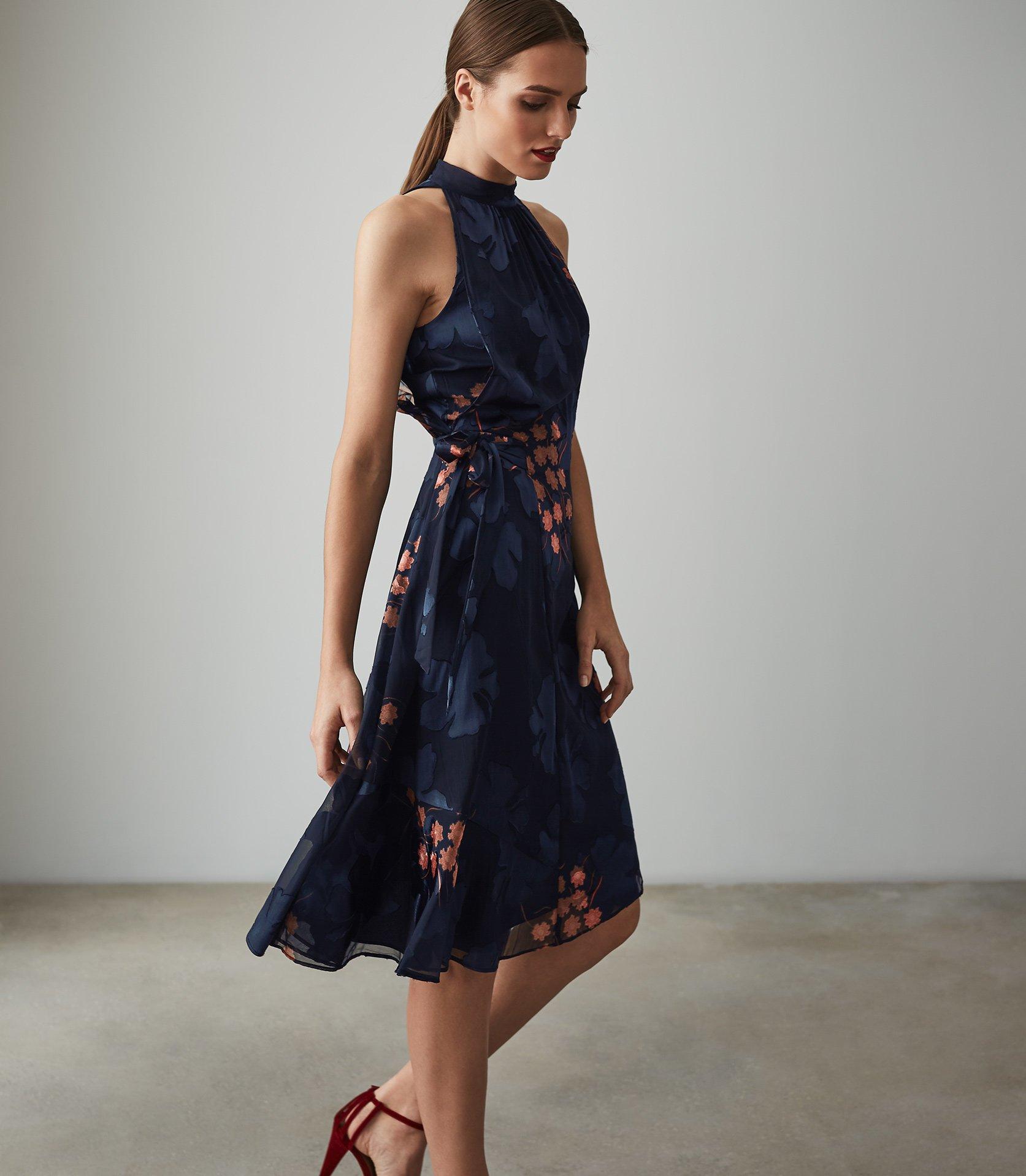 reiss floral burnout dress