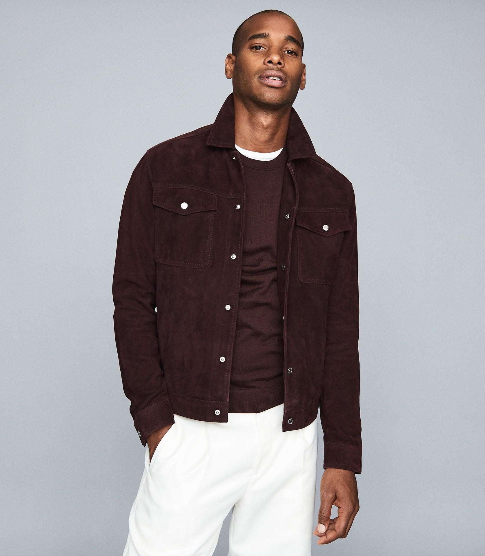 reiss suede trucker jacket