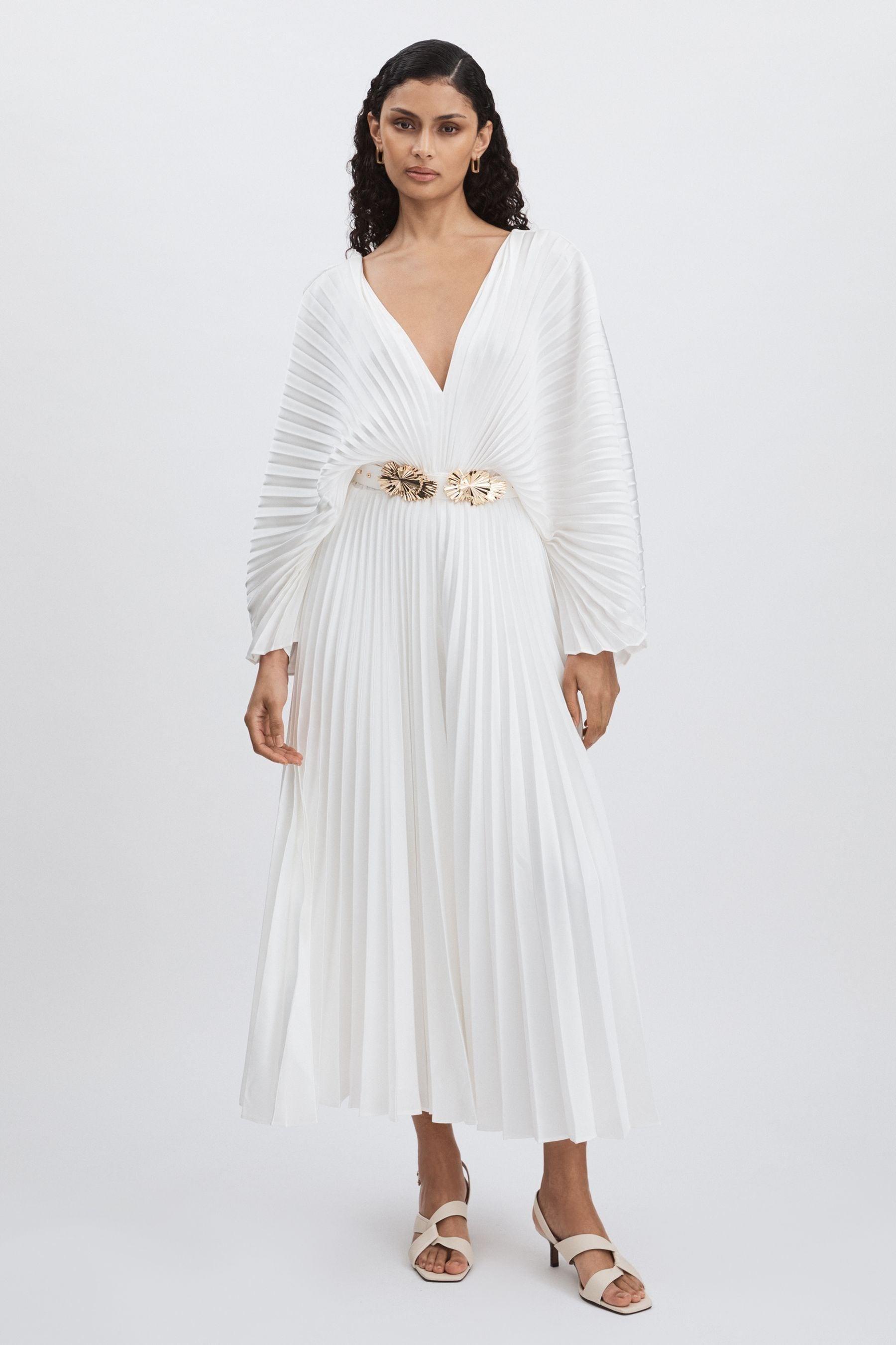 LAUBE BLANC Pleats collar Chiffon Dress ワンピース laube blanc