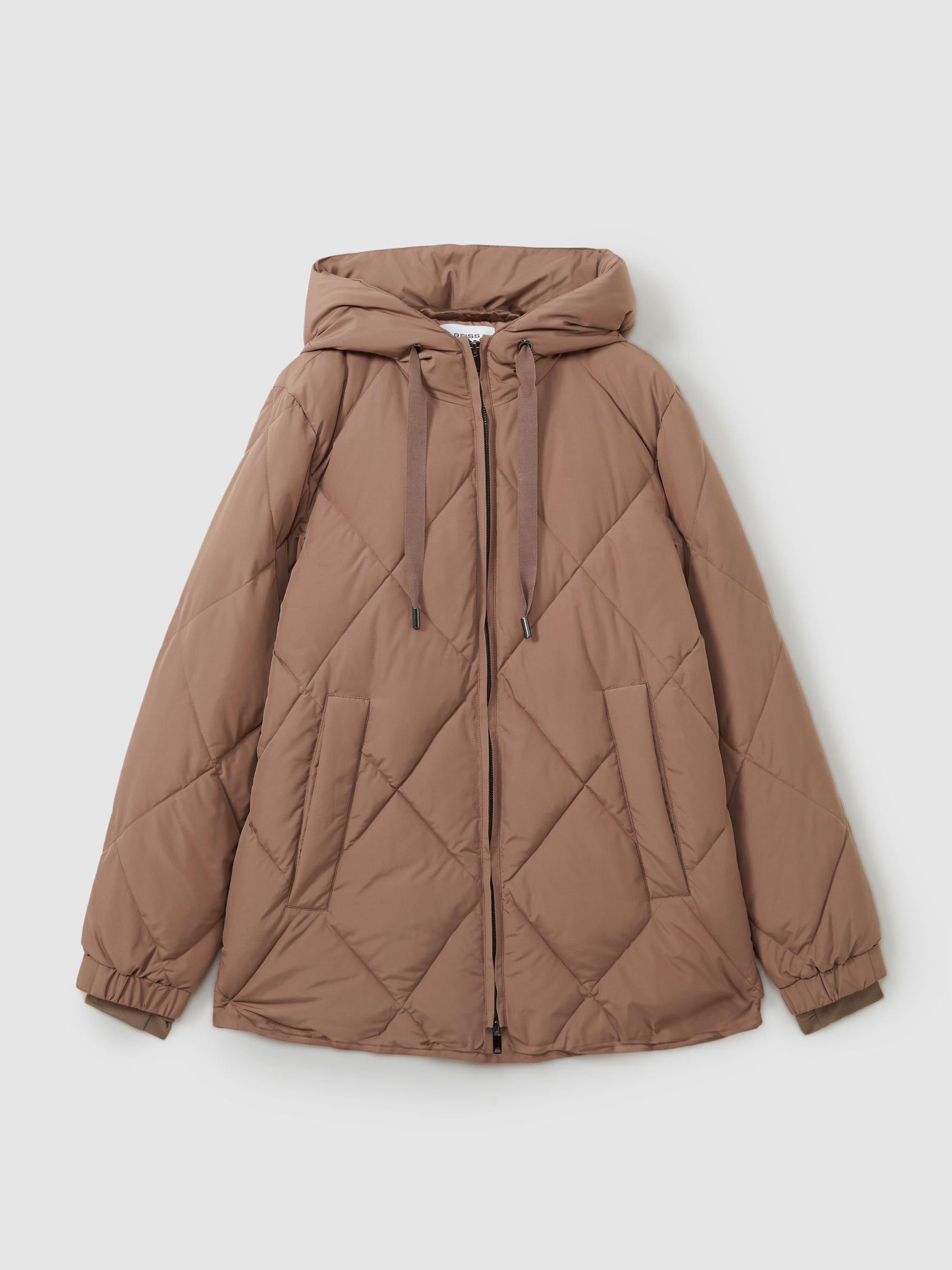 Reiss Khaki Short Puffer Jacket Reiss Thea Puffer Coat Quilted In