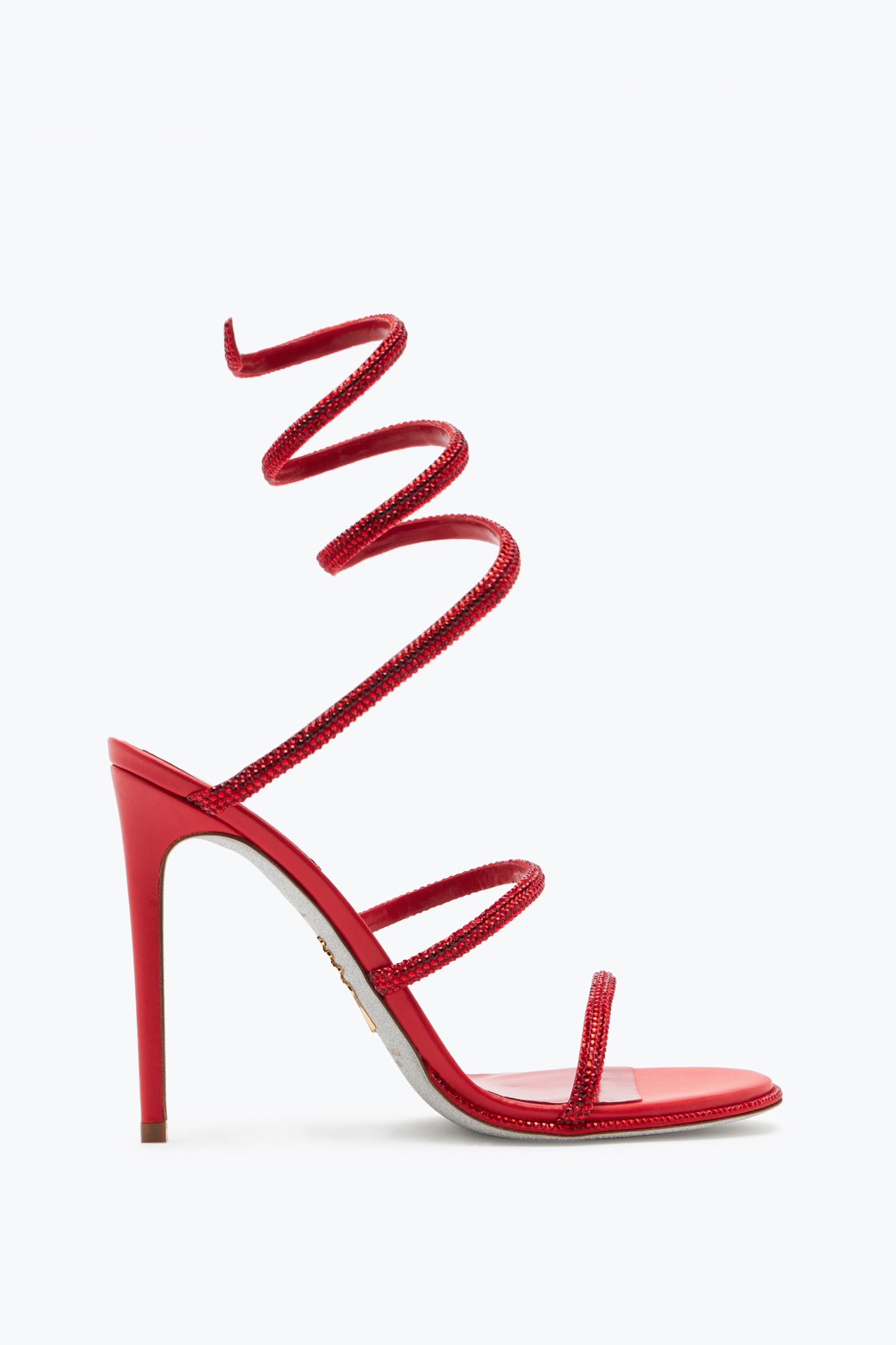 Rene Caovilla Sandali Velluto Bordeaux Scarpe Col Tacco Rosso Rene